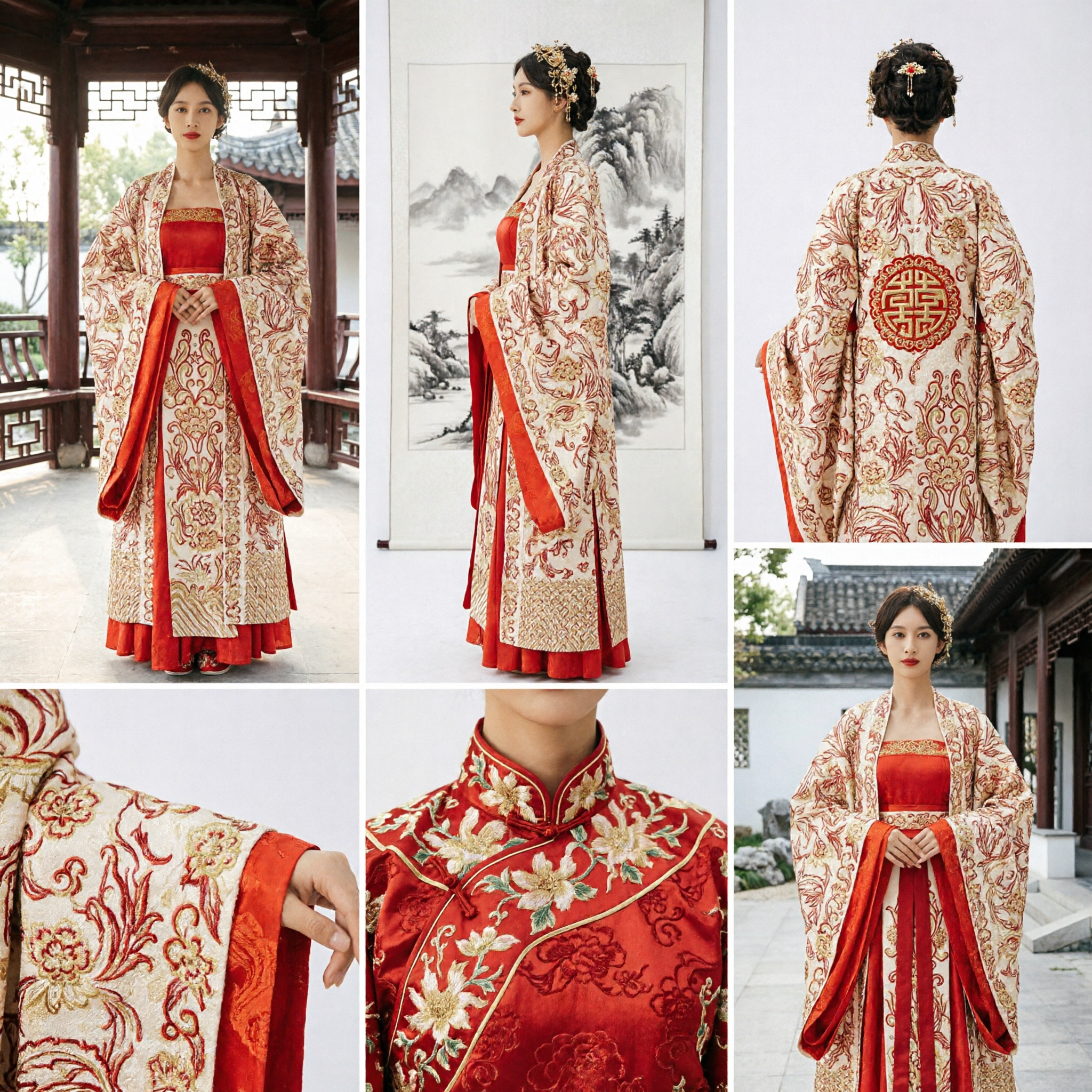 Elegante Traje de Princesa da Dinastia Tang Hanfu Chinês Antigo Robe Florido Bordado Vestido de Casamento Tradicional para Mulheres - Asian Costume