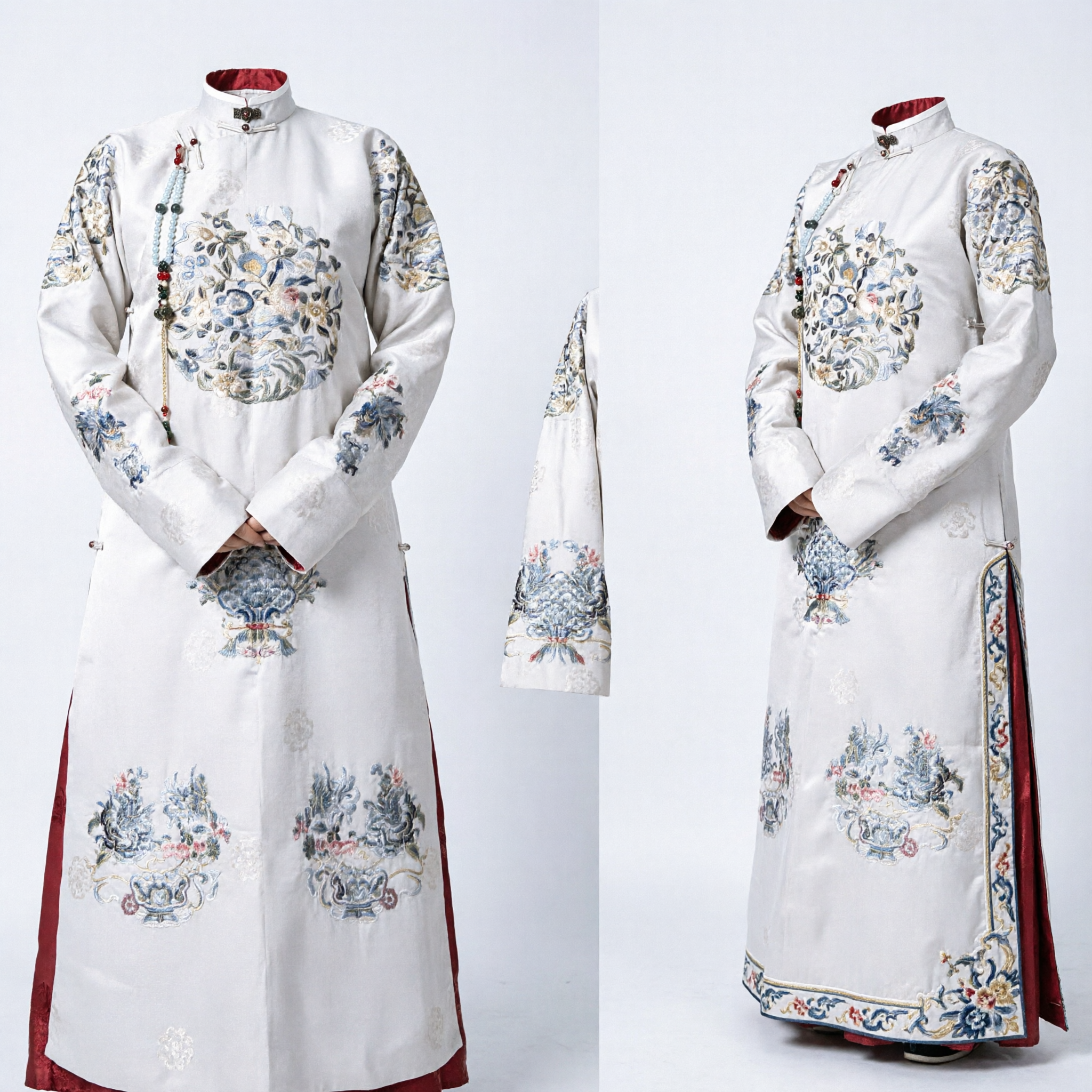 Costume traditionnel chinois de la dynastie Qing, robe blanche brodée de noble dame mandchoue pour cosplay historique - Asian Costume