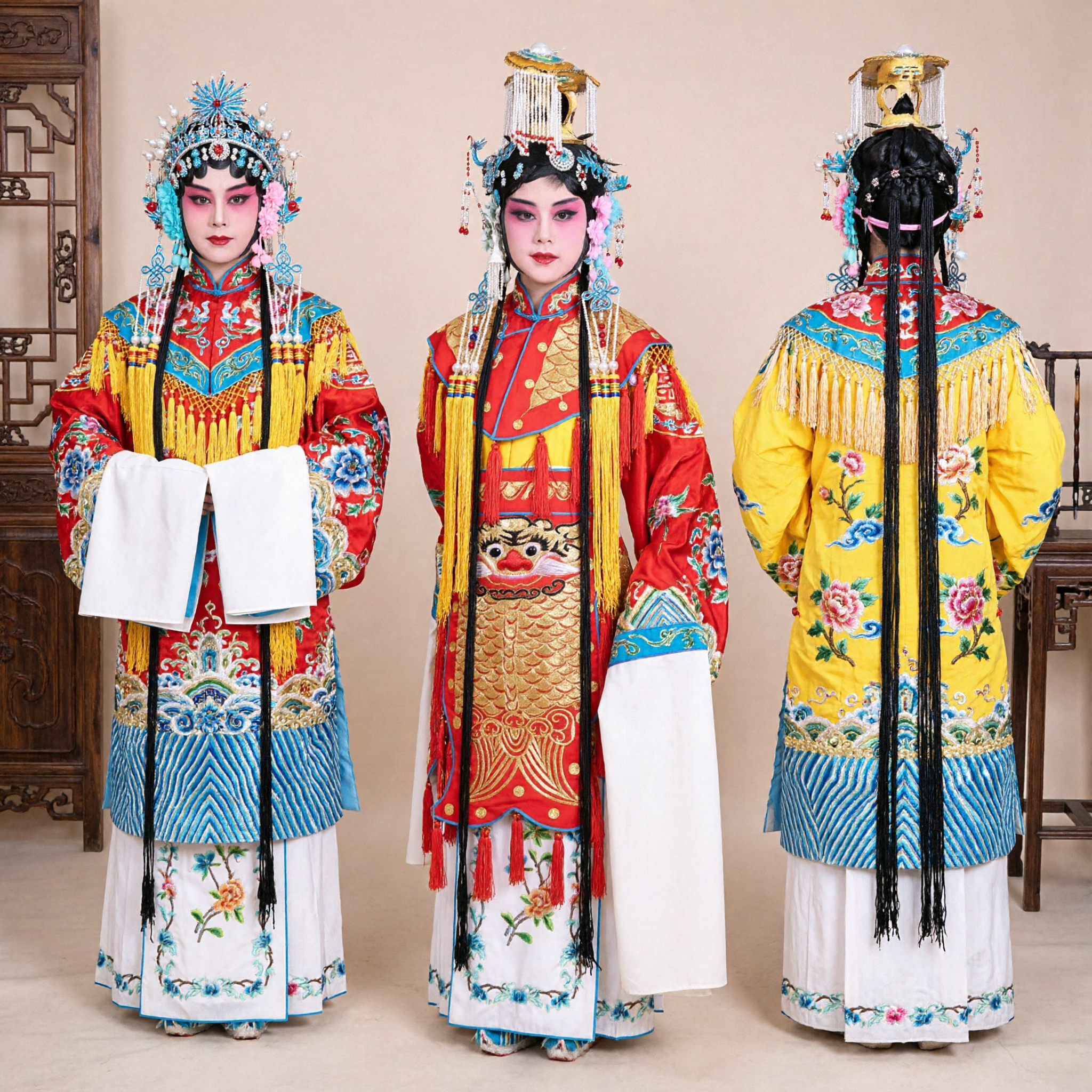 Traje Tradicional de Ópera de Pekín General Femenina Túnica Amarilla Atuendo para el Rol Wu Dan en Actuación Escénica - Asian Costume