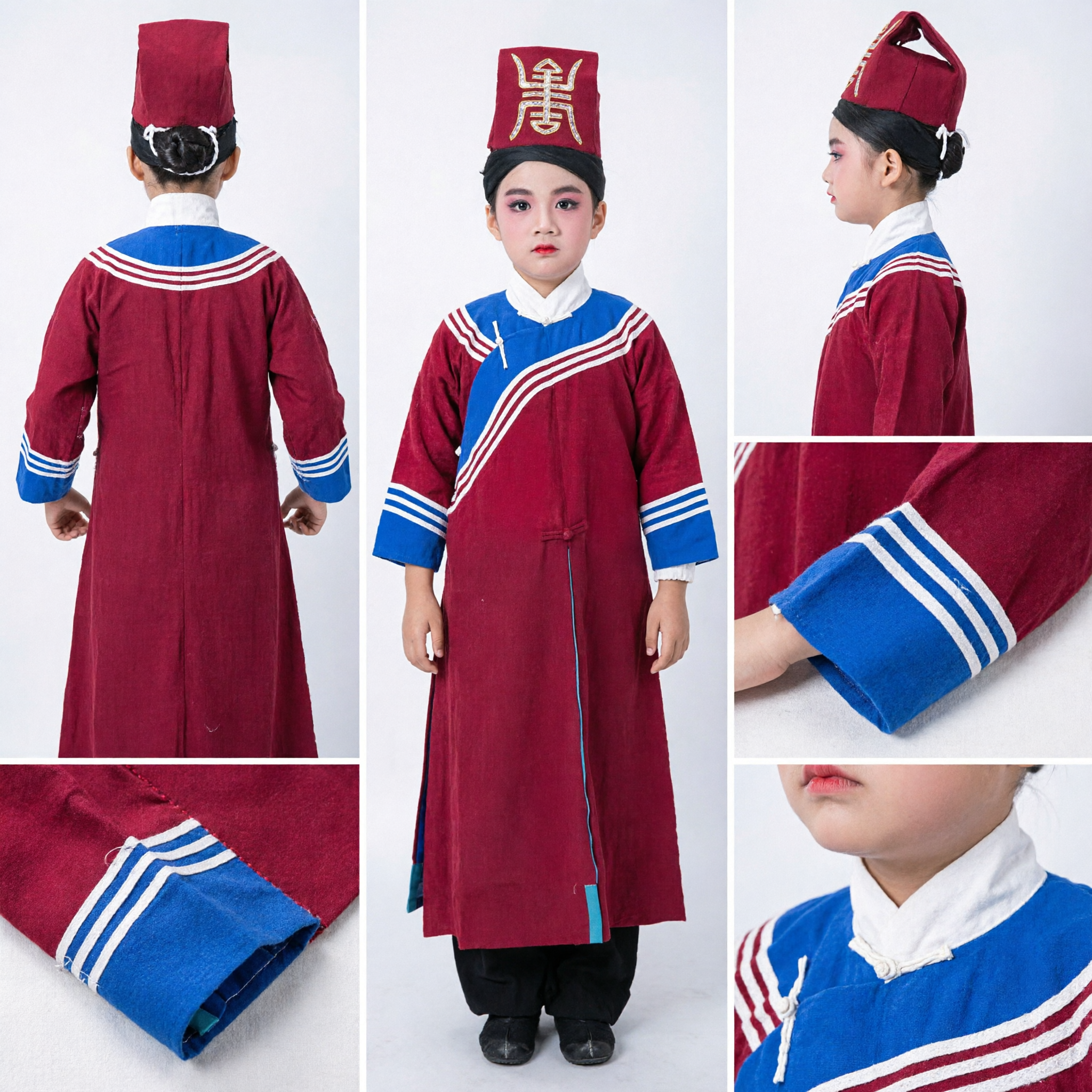 Traje Tradicional Chinês da Minoria Étnica Mongol para Meninos, Robe Vermelha com Chapéu para Performance de Dança no Palco - Asian Costume