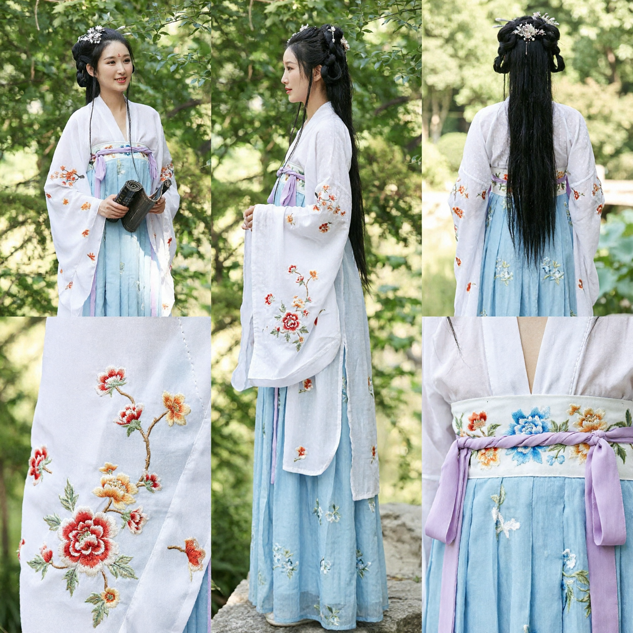 Traje Antigo Elegante para Mulheres Hanfu Tradicional Chinês da Dinastia Tang Ruqun Bordado para Cosplay e Fotografia - Asian Costume