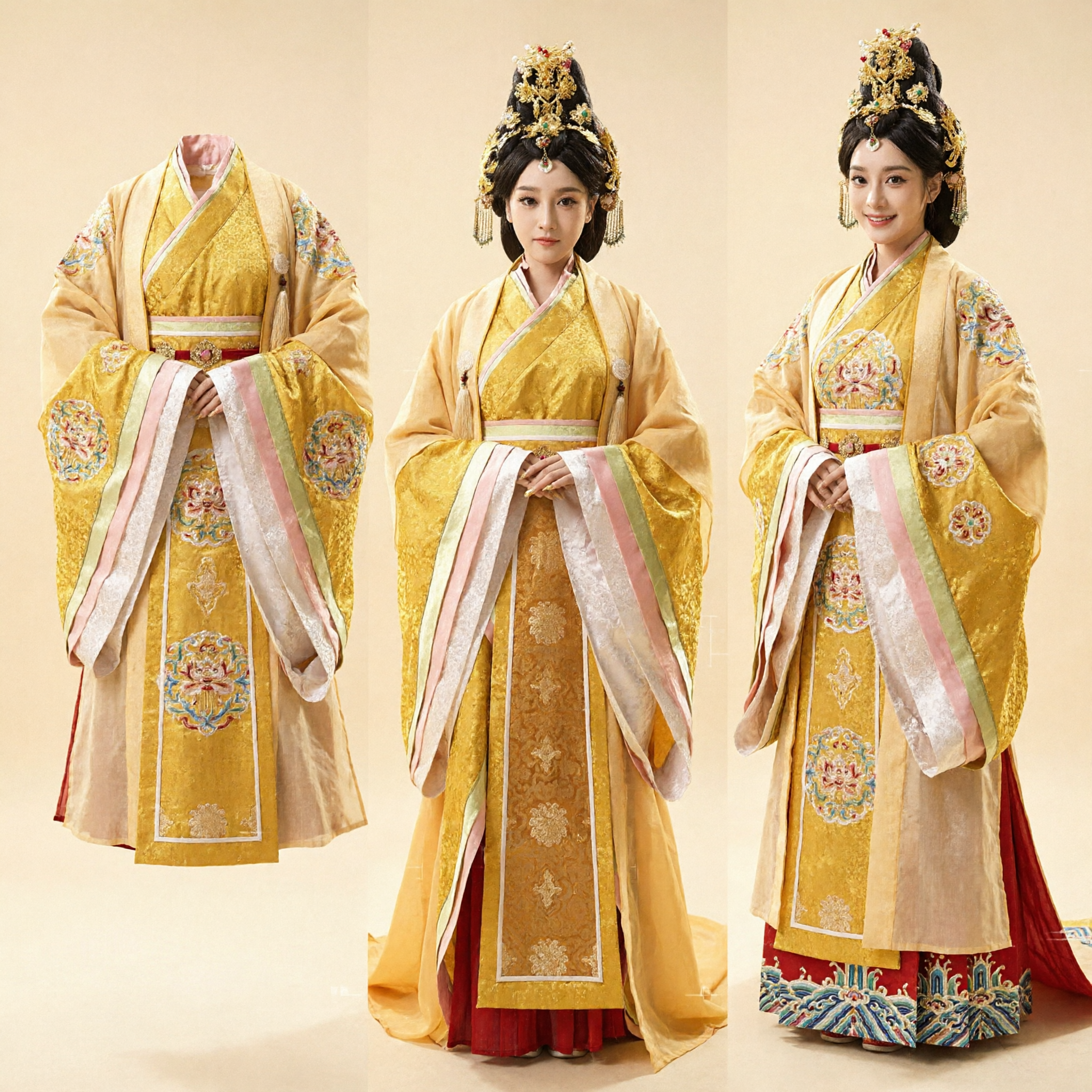 Costume Hanfu de Princesse Chinoise Ancienne Tenue d'Impératrice Or Jaune pour Femmes Robe de Performance sur Scène Cosplay - Asian Costume