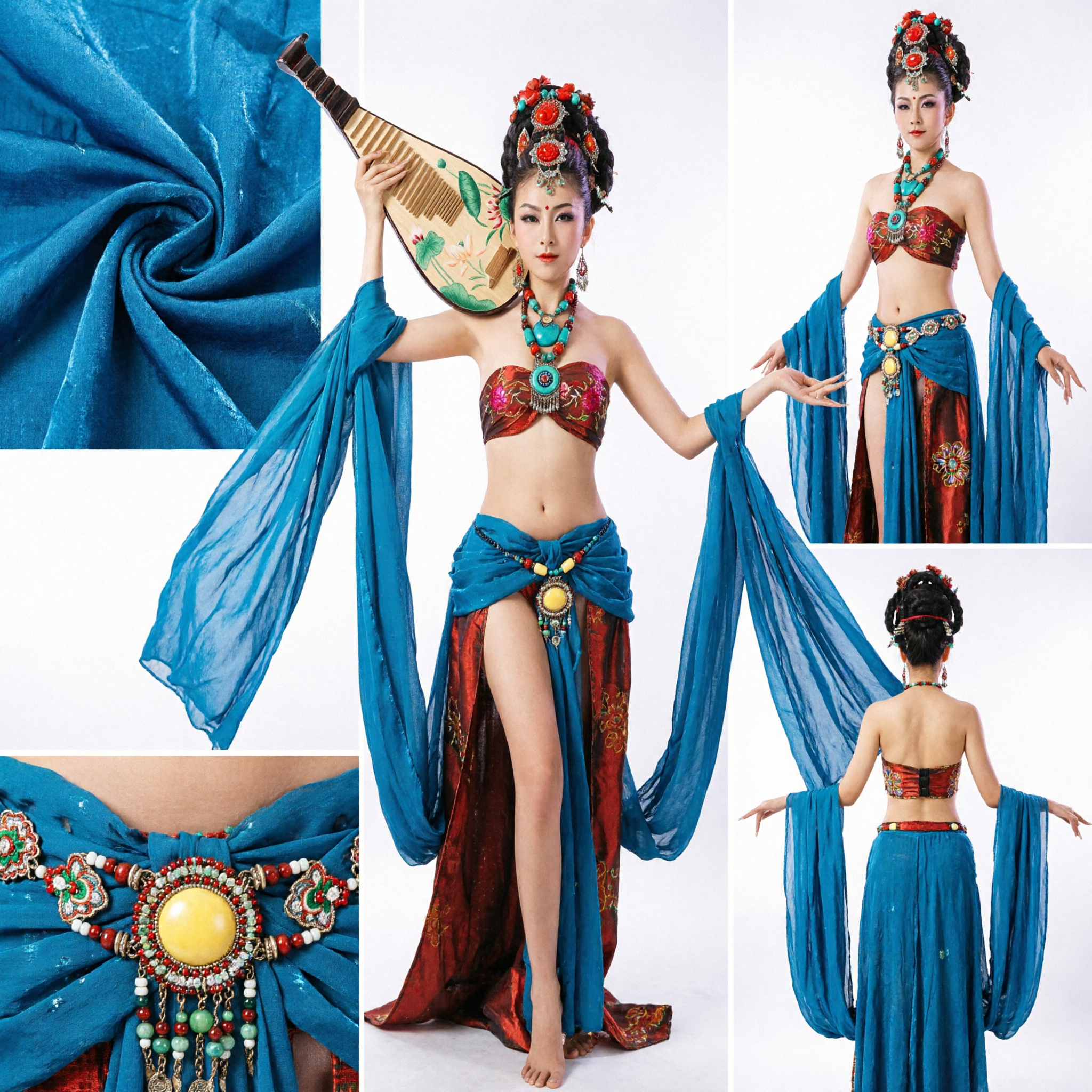Traditionelles chinesisches Dunhuang-Feierapsaras-Tanzkostüm Frauen Pipa-Aufführung Bühnenkleidung - Asian Costume