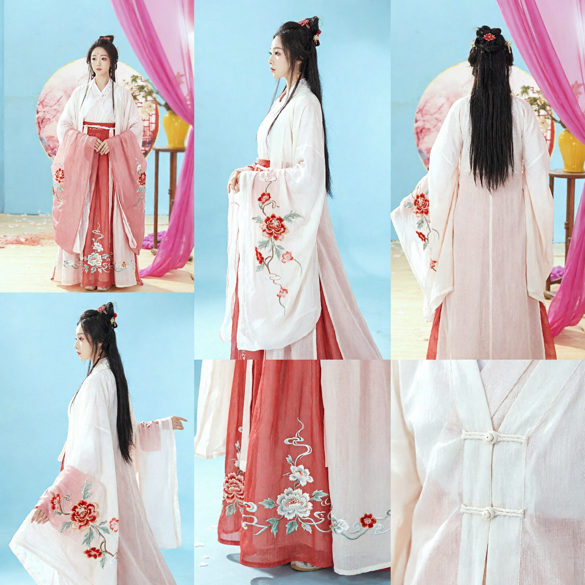 Costume Hanfu de la Dynastie Tang Chinoise Ancienne Robe de Fée Dégradée Rose Vêtement Traditionnel pour Femmes Cosplay - Asian Costume