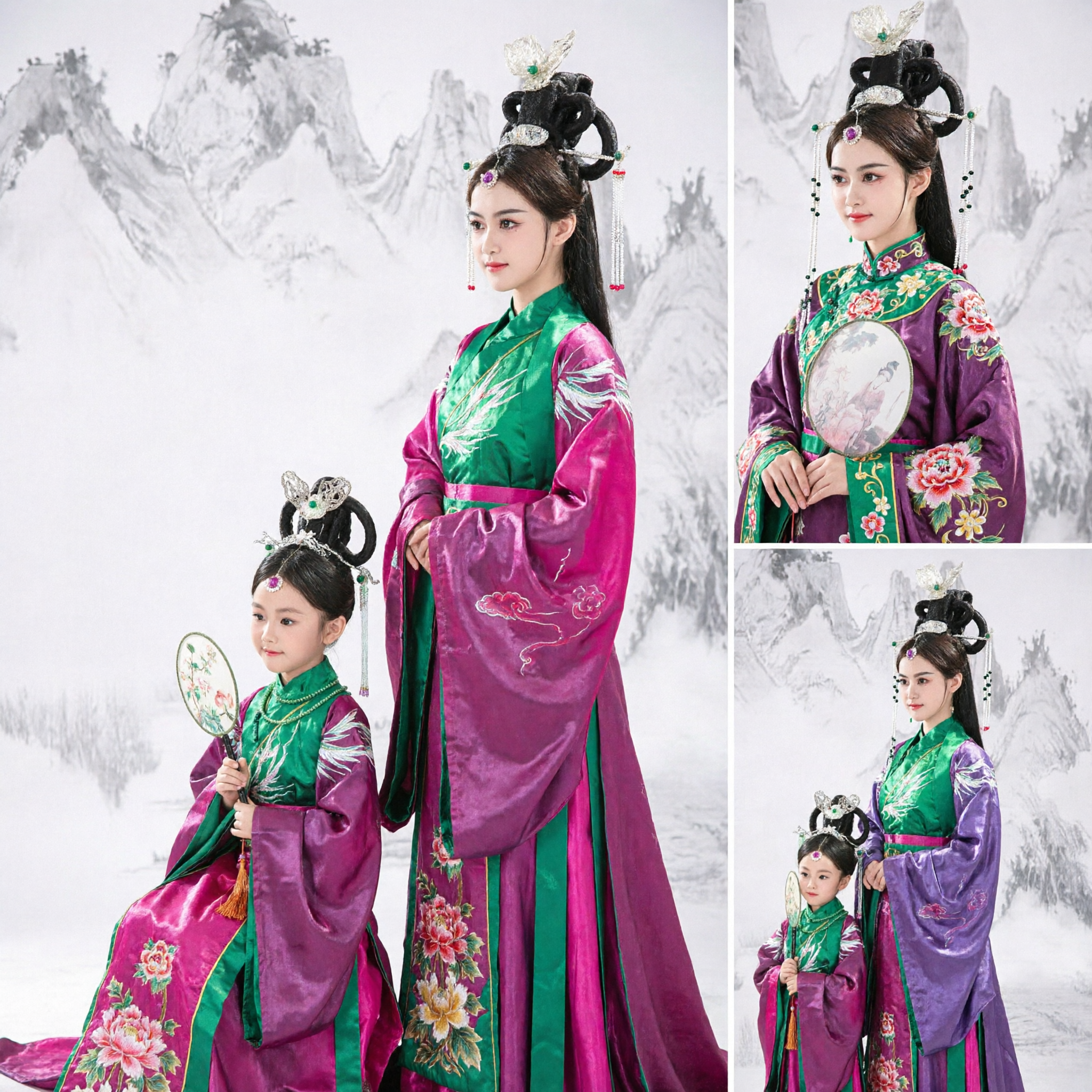 Traditioneel Chinees Hanfu Moeder en Dochter Matching Kostuums Oude Fee Keizerin Jurk voor Podiumoptreden - Asian Costume