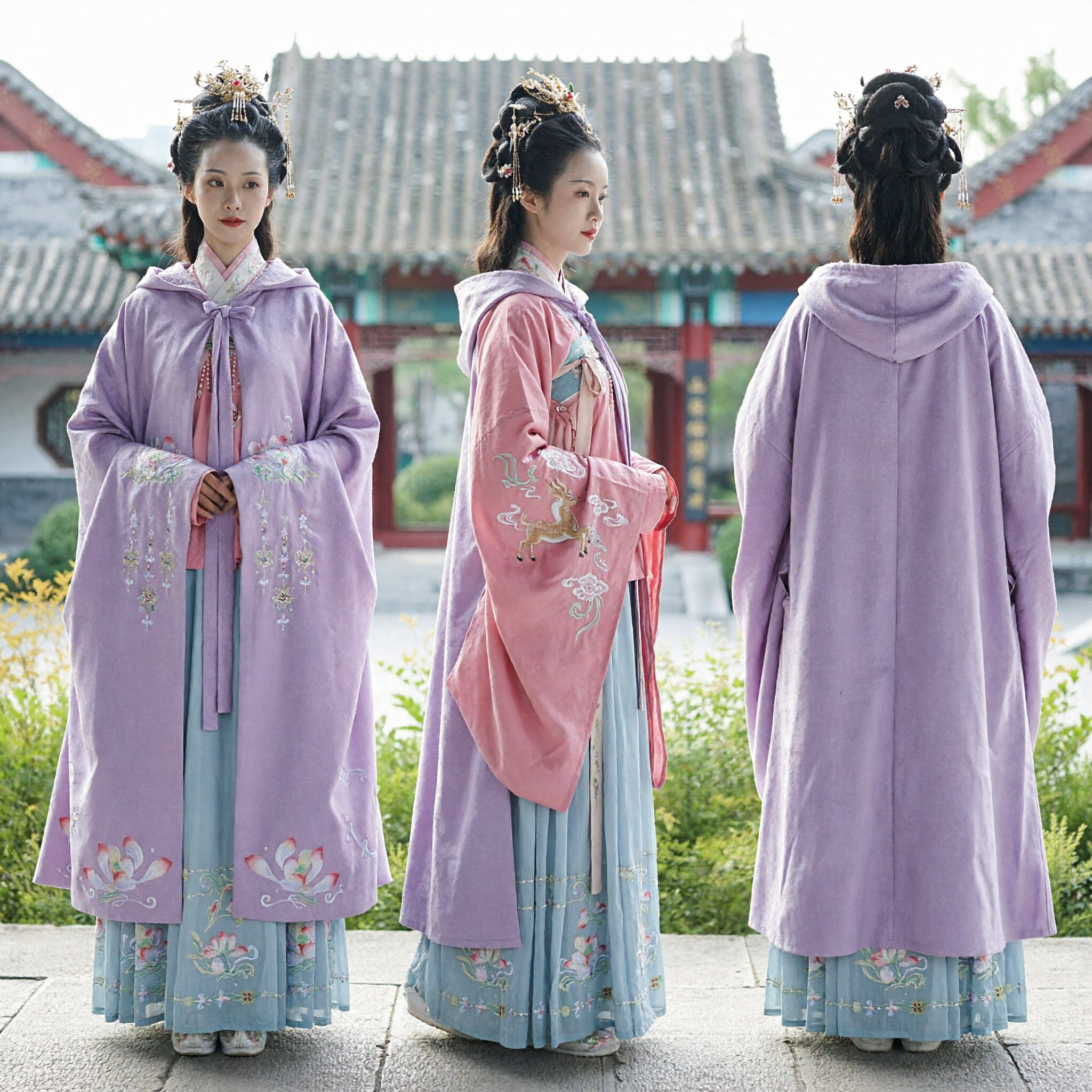 Hanfu tradizionale cinese per donne Set mantello viola ricamato Costume antico dinastia Ming per fotografia - Asian Costume