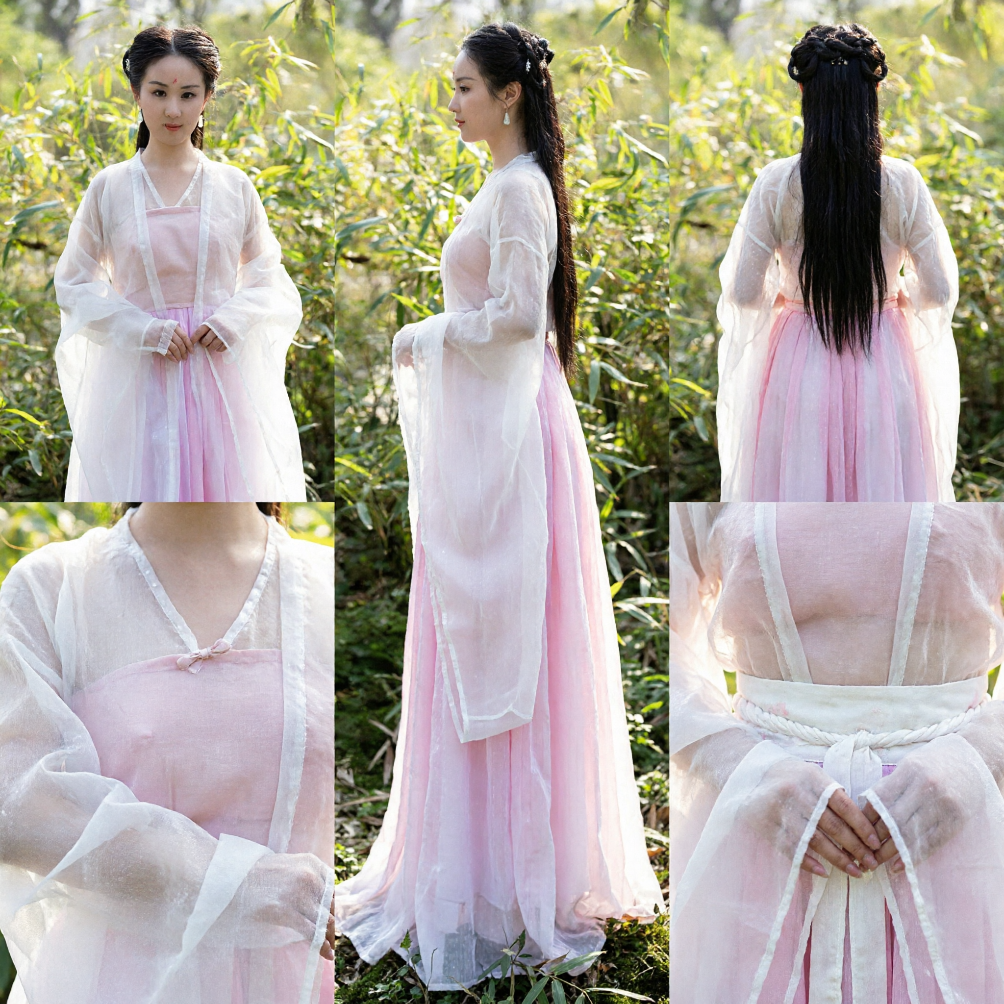 Traditionelles chinesisches Hanfu Kostüm für Frauen Antiker Feen-Stil Rosa Verlaufs-Kleid für Cosplay und Auftritte - Asian Costume