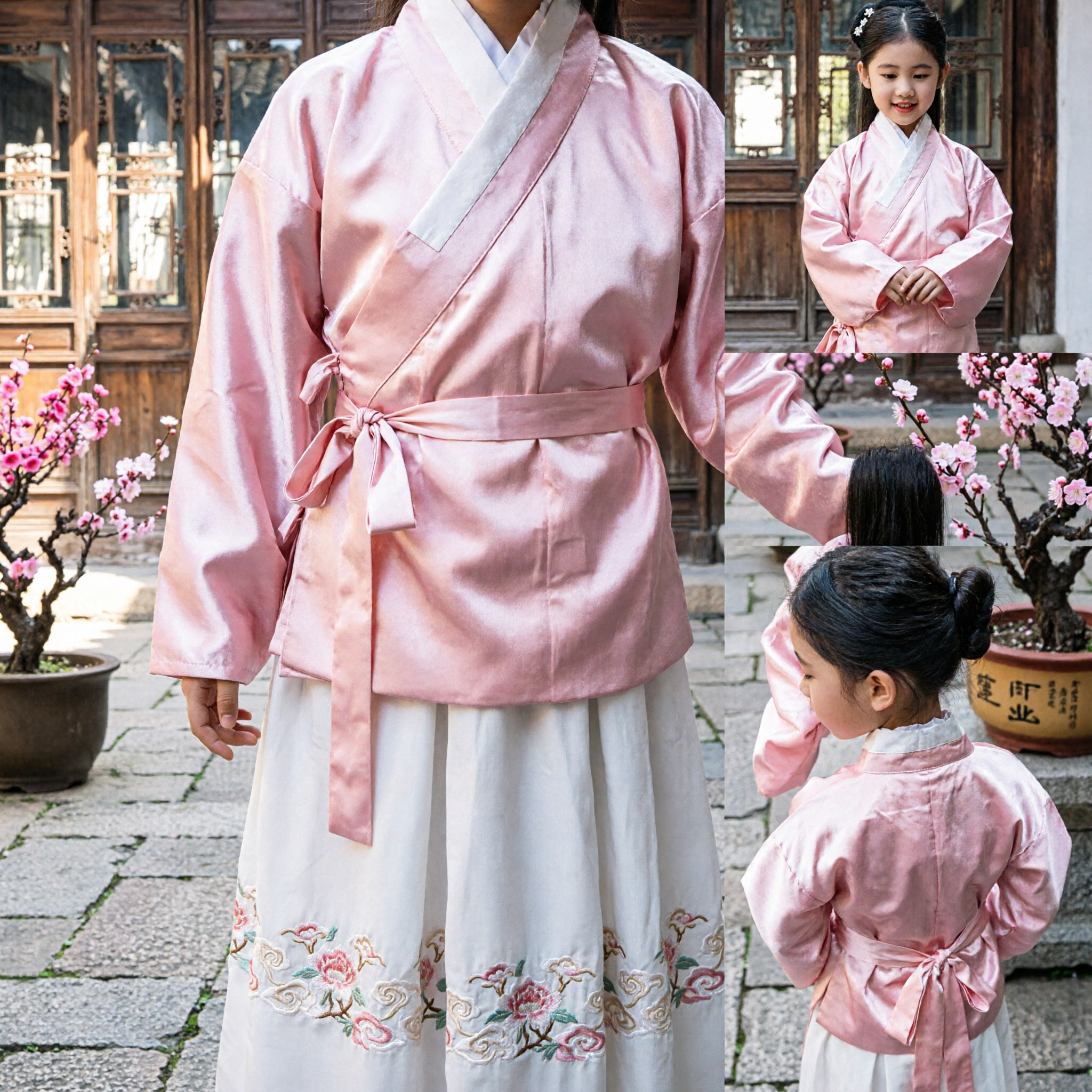 Traje Hanfu Tradicional Chino Rosa para Niñas, Vestido de Actuación Antiguo, Ropa de Festival para Niños - Asian Costume