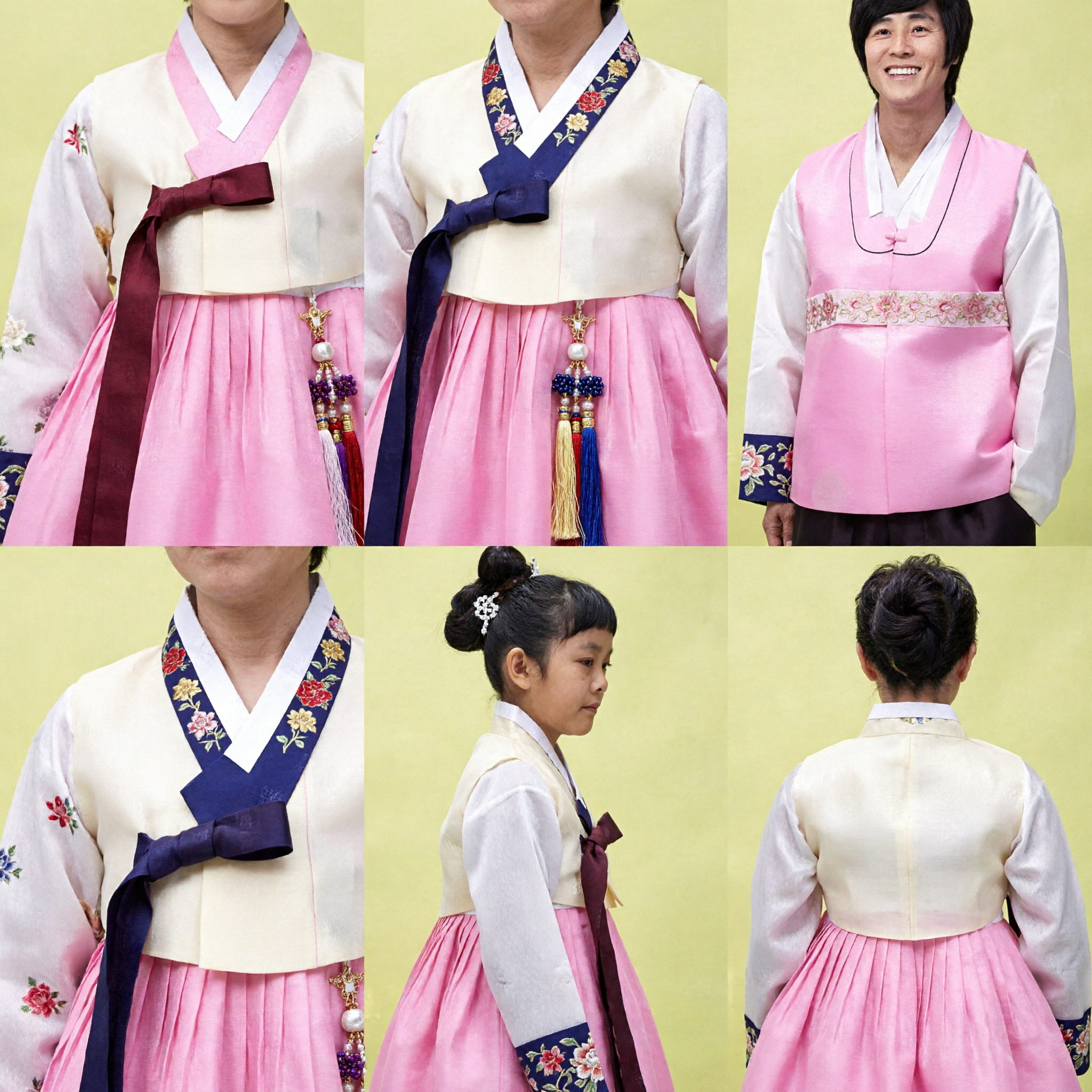 Conjunto Familiar Hanbok Tradicional Coreano Rosa para Pais e Filho para Casamento, Feriados e Festas - Asian Costume