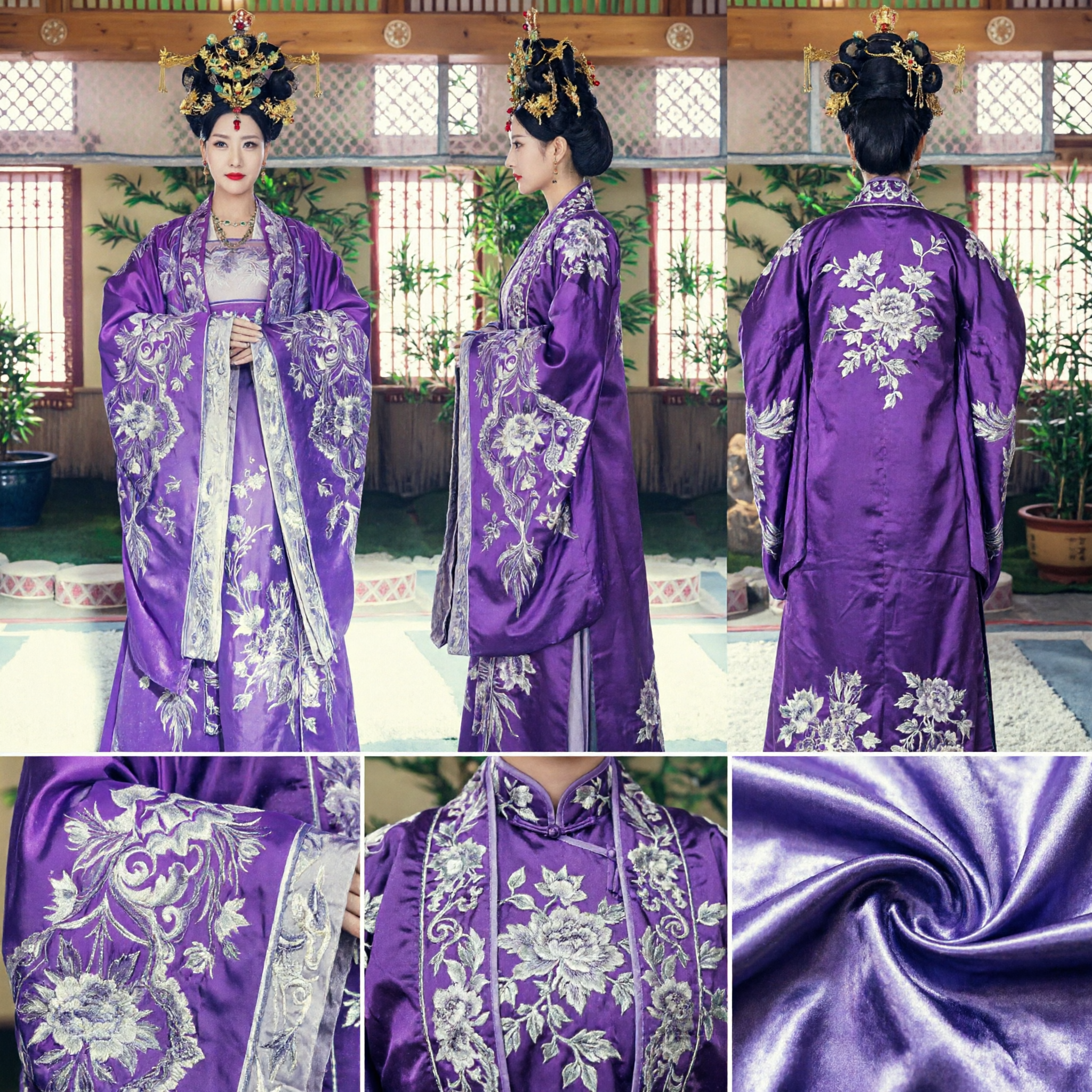 Oud Chinese Paarse Hanfu Kostuum Traditionele Tang Dynastie Keizerin Jurken Geborduurde Prinses Outfit voor Vrouwen - Asian Costume