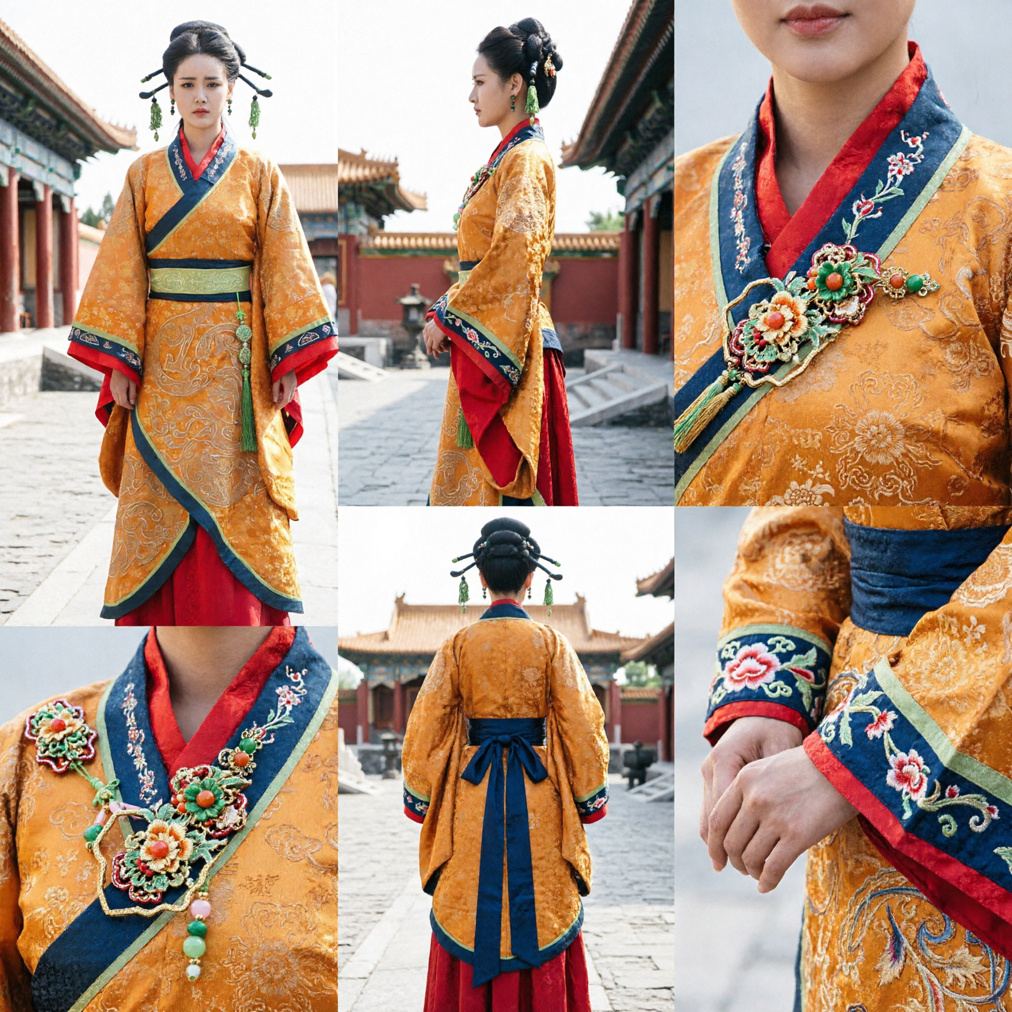 Costume Hanfu Antico Cinese Donna Arancione Abito Dama di Palazzo Dinastia Han Tradizionale Outfit Storico per Cosplay - Asian Costume