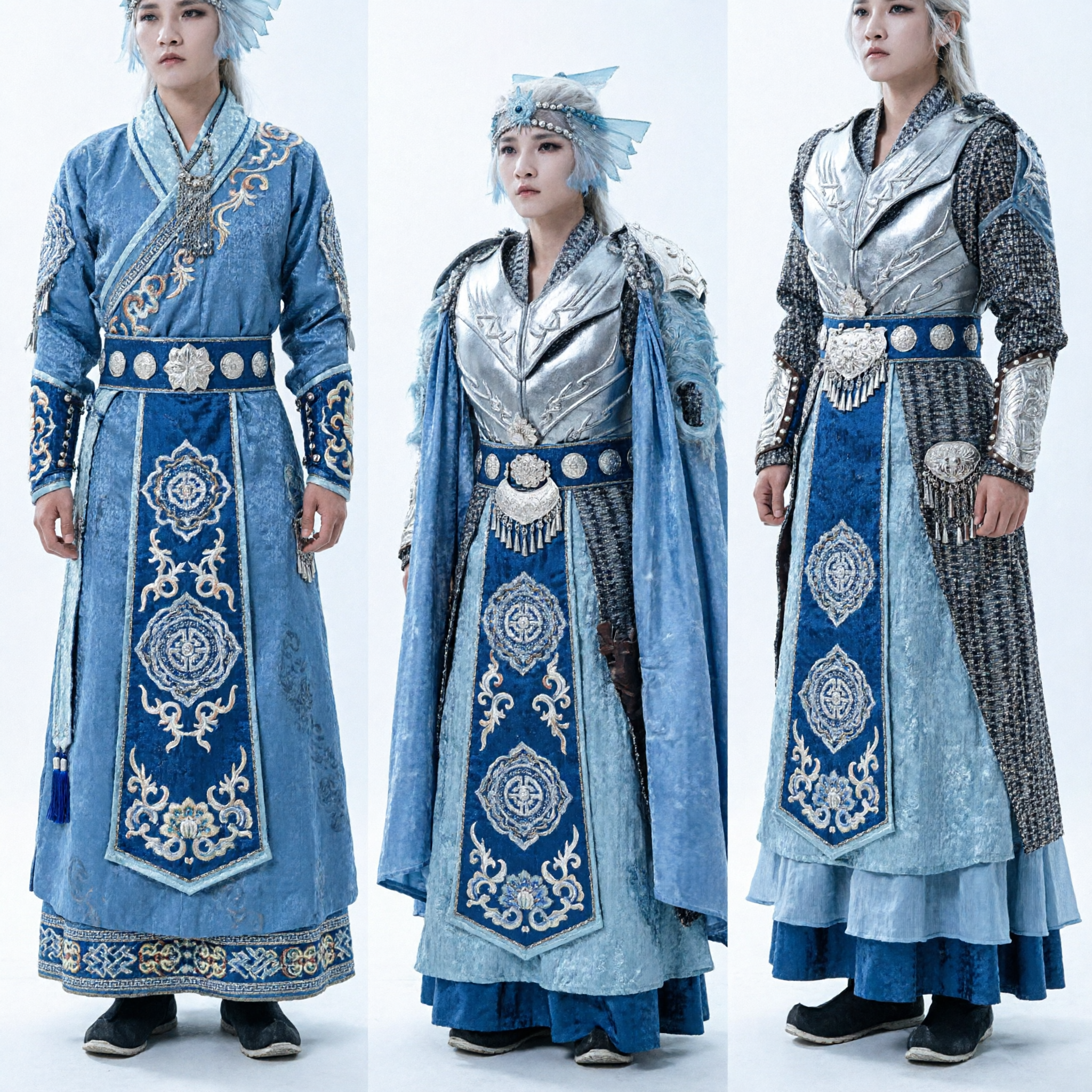 Traje de Armadura Plateada de Fantasía de la Antigua China, Conjunto Completo de Cosplay de Príncipe de Hielo para Hombre - Asian Costume