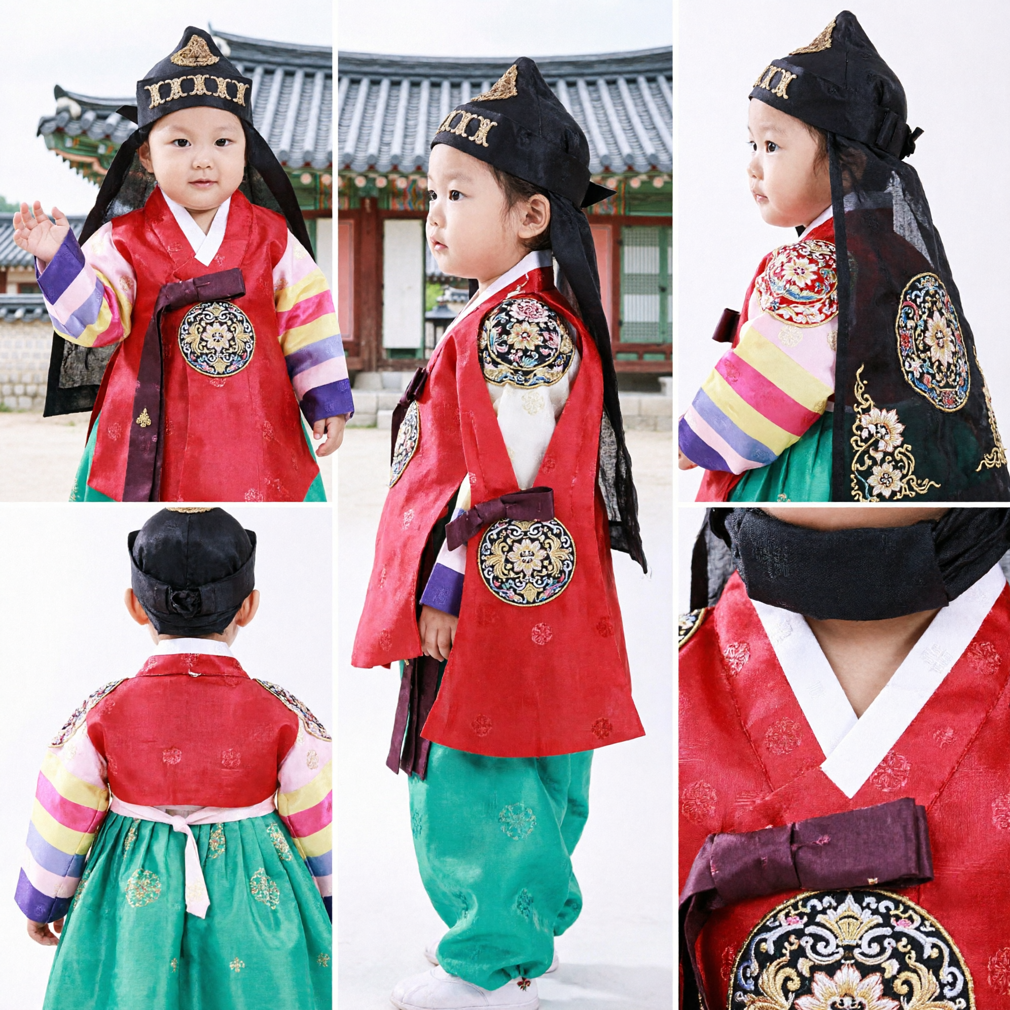 زي هانبوك كوري تقليدي للأطفال الذكور لحفلات عيد الميلاد الأول دولجانشي مجموعة ملابس قديمة مع قبعة - Asian Costume