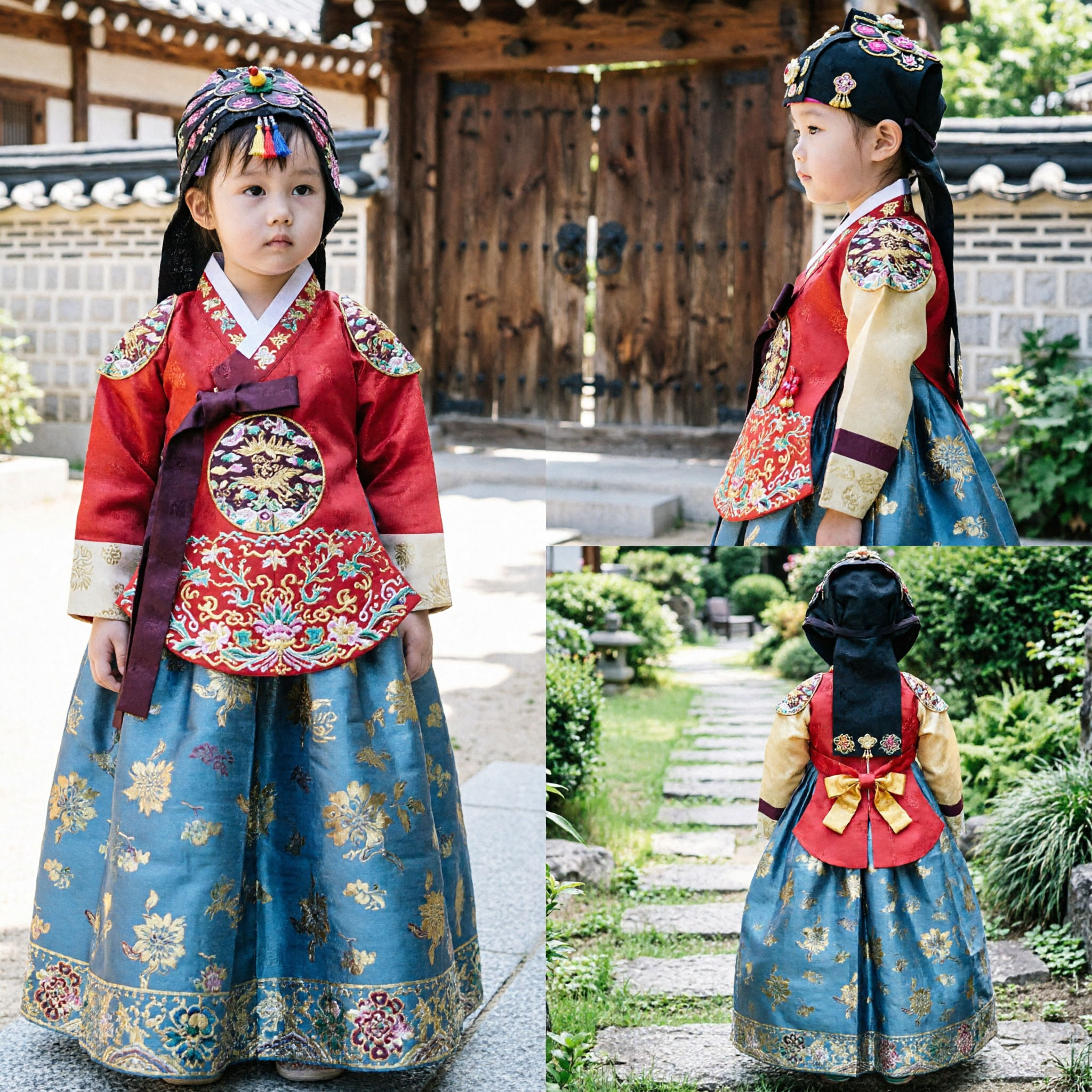 Traditioneel Koreaanse Hanbok voor Meisjes Roze en Blauw Peuter Kinderen Festival Verjaardagsfeest Kostuum Jurkset - Asian Costume