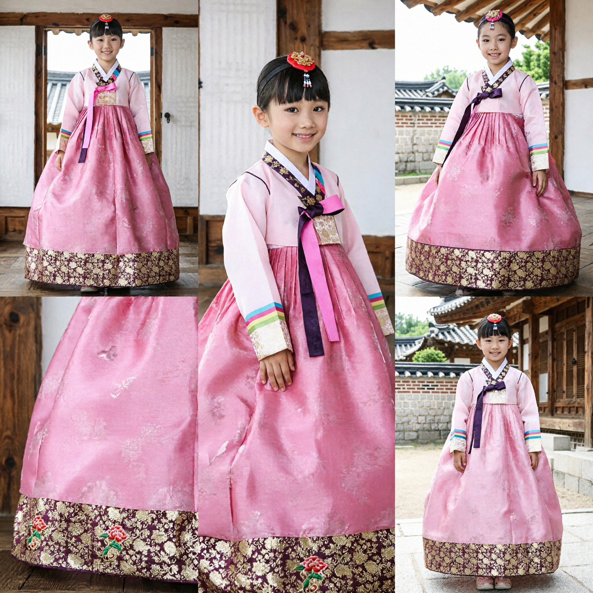 Girls Pink Traditional Korean Hanbok Dress Kids Formal Costume for Holidays and Weddings - Asian Costume