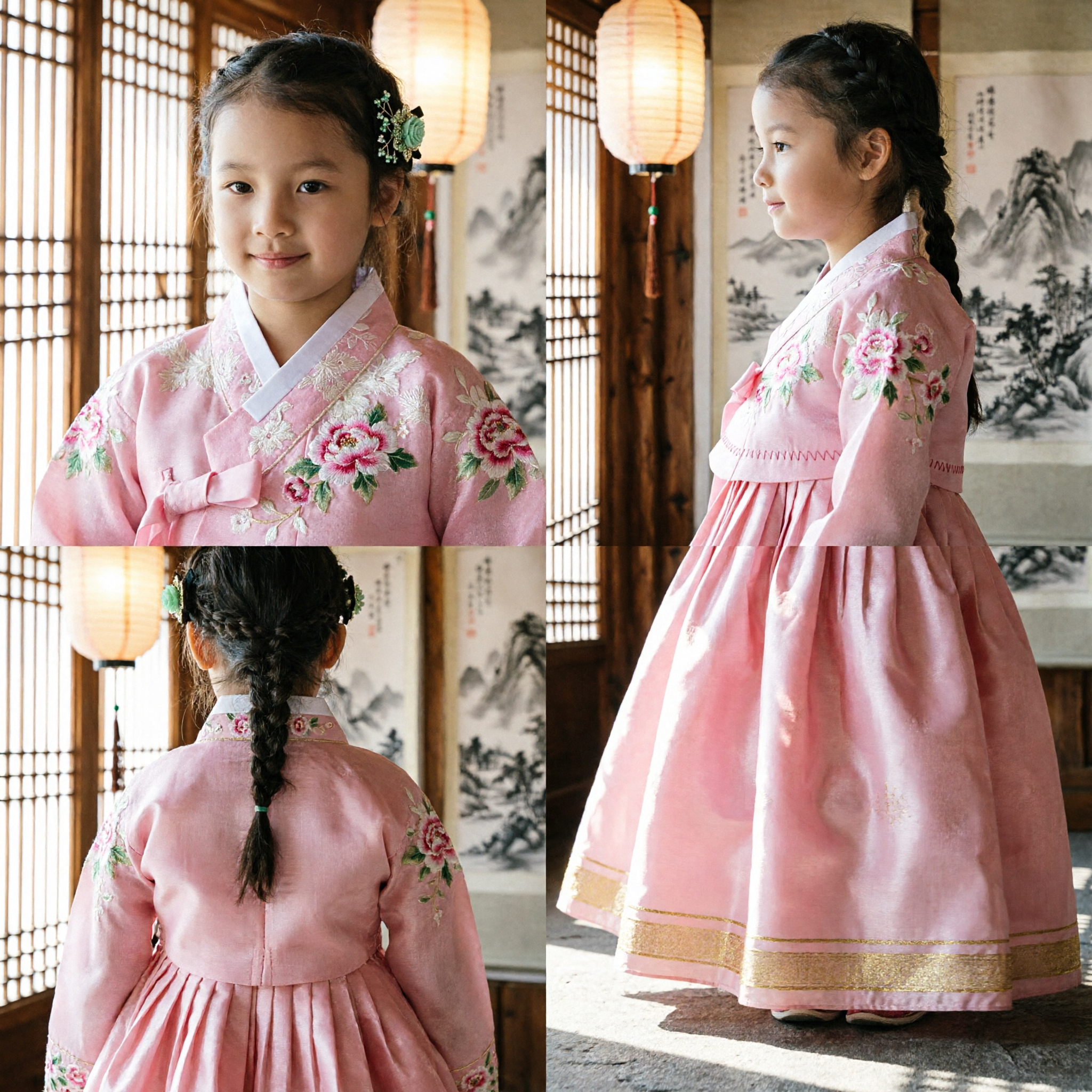 Accessorio per capelli tradizionale coreano Hanbok Fermacapelli a Fiore di Rosa Verde per Bambine Ragazze Cerimonia Festa - Asian Costume