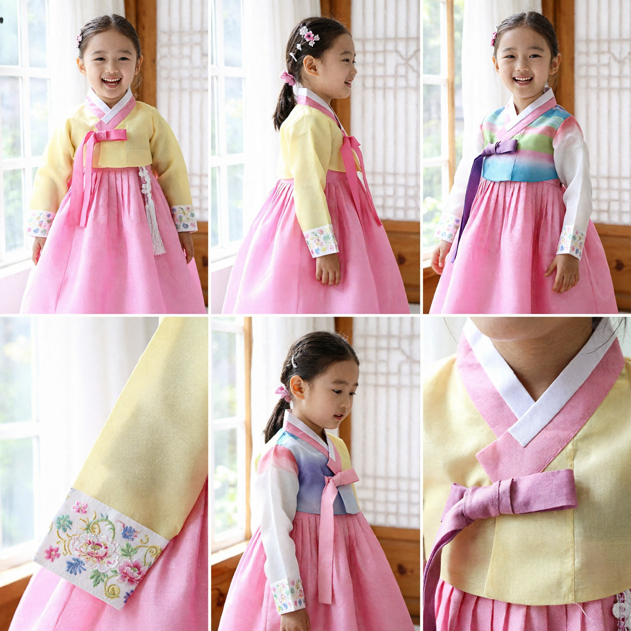 Hanbok traditionnel coréen pour filles, robe rose et jaune, costume culturel pour enfants pour mariage et anniversaire - Asian Costume