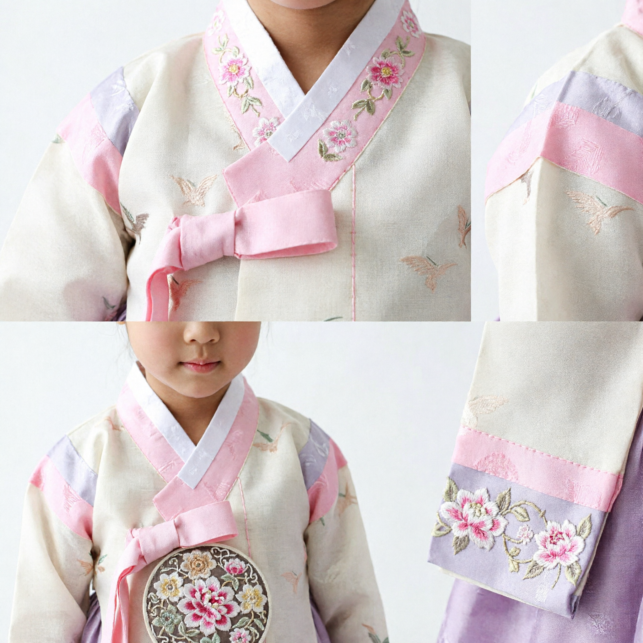 Accessorio per Capelli Hanbok Coreano Tradizionale per Bambine Fiore di Perla Rosa per Matrimoni e Festival - Asian Costume