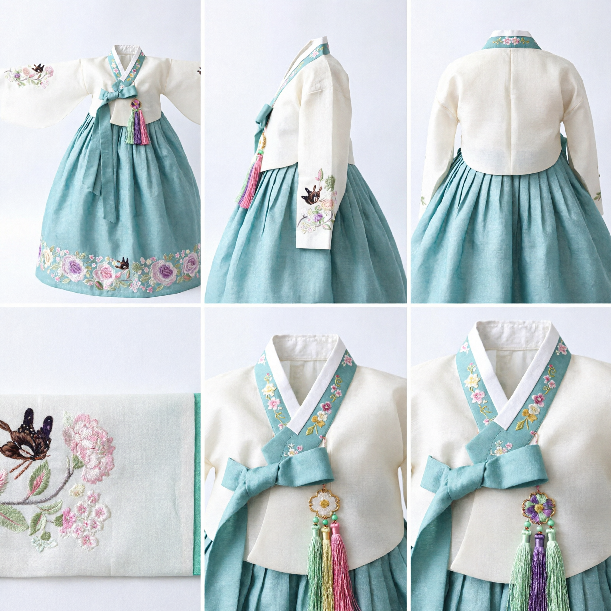 Bolso de Abanico Bordado Hanfu Chino Tradicional con Diseño de Flores y Pájaros y Saquitos Colgantes Accesorio para Traje Antiguo - Asian Costume