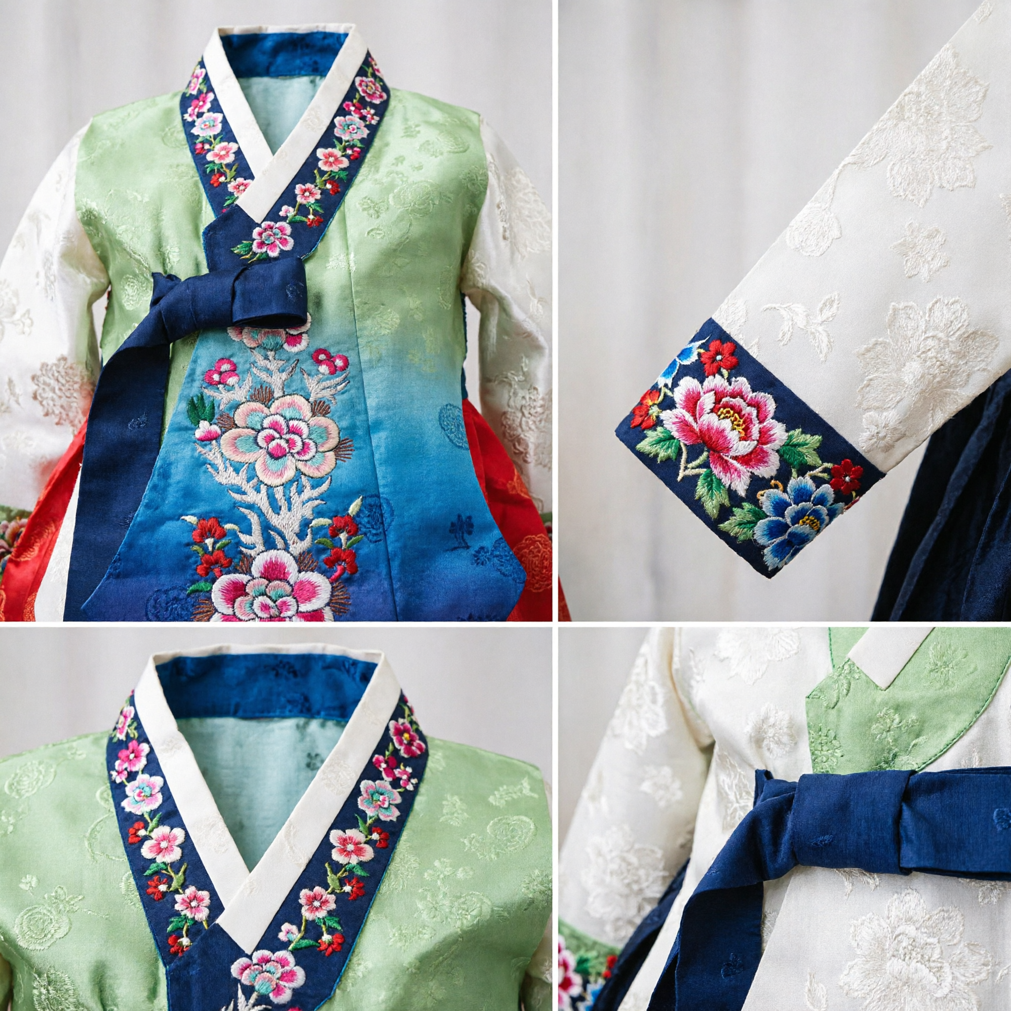 Copricapo Tradizionale Coreano Hanbok con Ricami Floreali e a Farfalla per Donne per Cerimonie Nuziali - Asian Costume