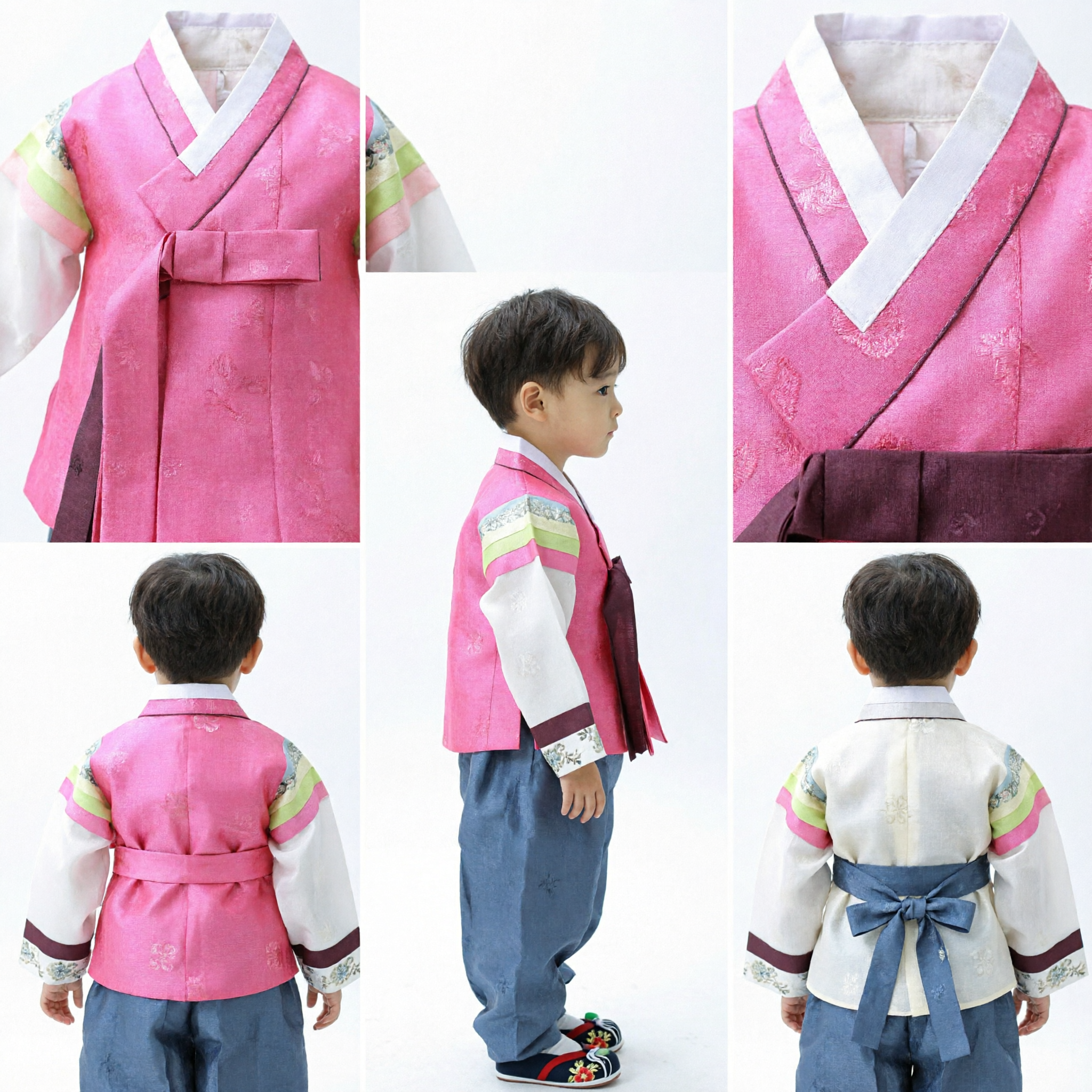 Costume Hanbok tradizionale coreano per ragazzi, set Baeja con gilet rosa per celebrazioni di compleanni e festività - Asian Costume