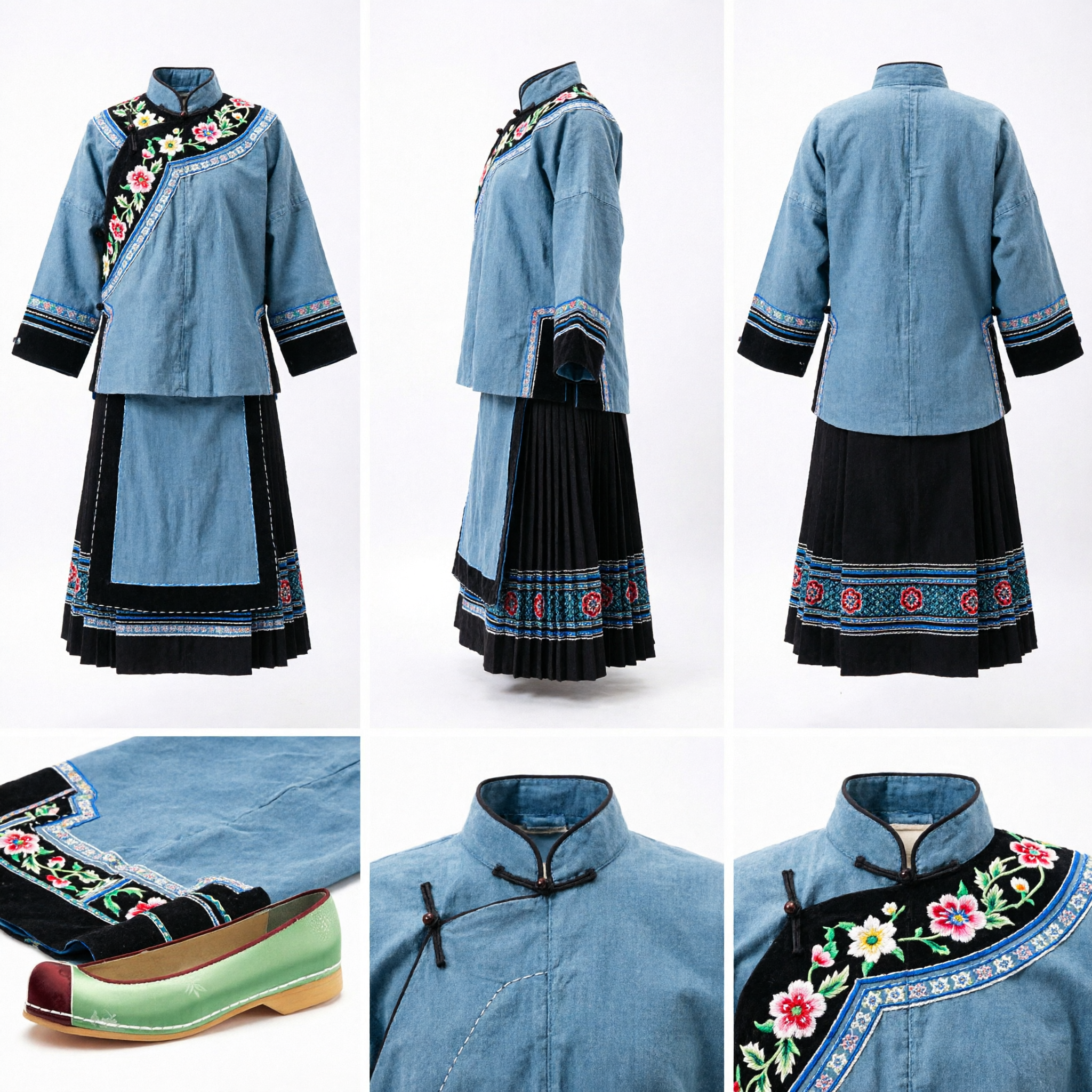 Zapatos Tradicionales Chinos Hanfu de Satén Verde para Trajes Antiguos Calzado Clásico de Tela - Asian Costume