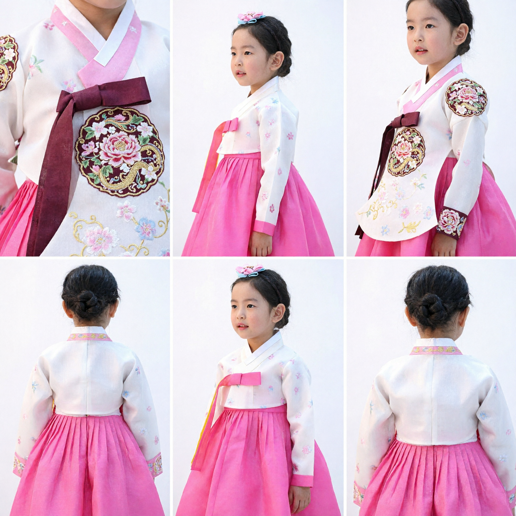 Traditioneel Koreaans Hanbok voor Meisjes Roze en Wit Kostuum voor Kinderen Verjaardagsfeest Vakantie - Asian Costume