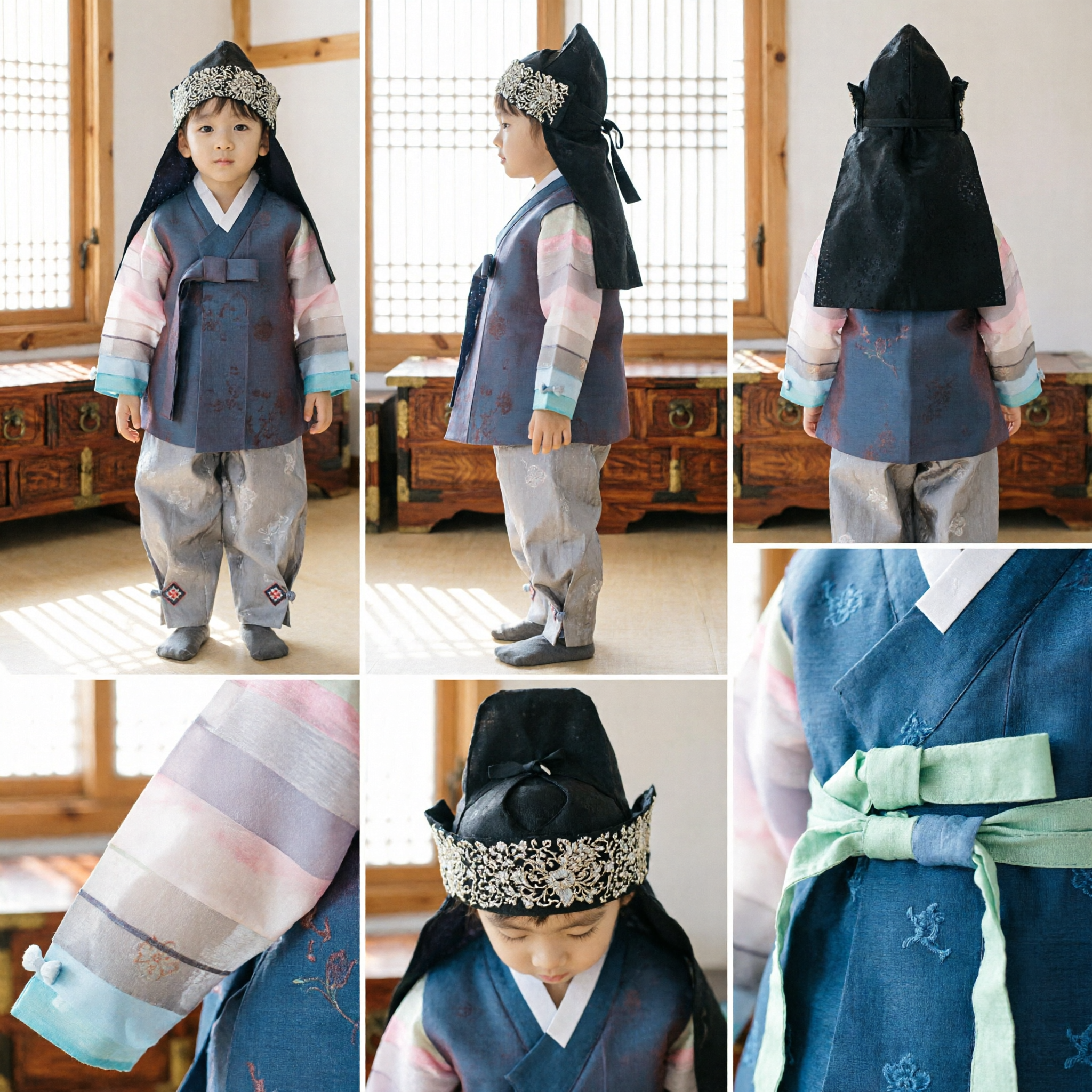 Koreaans traditionele Hanbok voor jongens kinderen eerste verjaardag Doljanchi formeel kostuum set met vest en hoed - Asian Costume