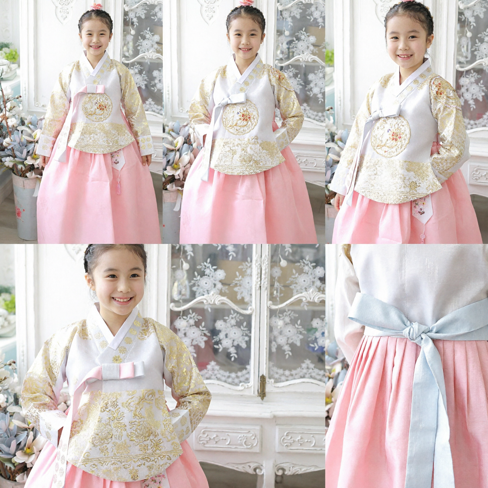 Traditionele Koreaanse Hanbok voor Meisjes - Roze en Gouden Jeogori Chima Jurk voor Bruiloft Verjaardag Festival - Asian Costume