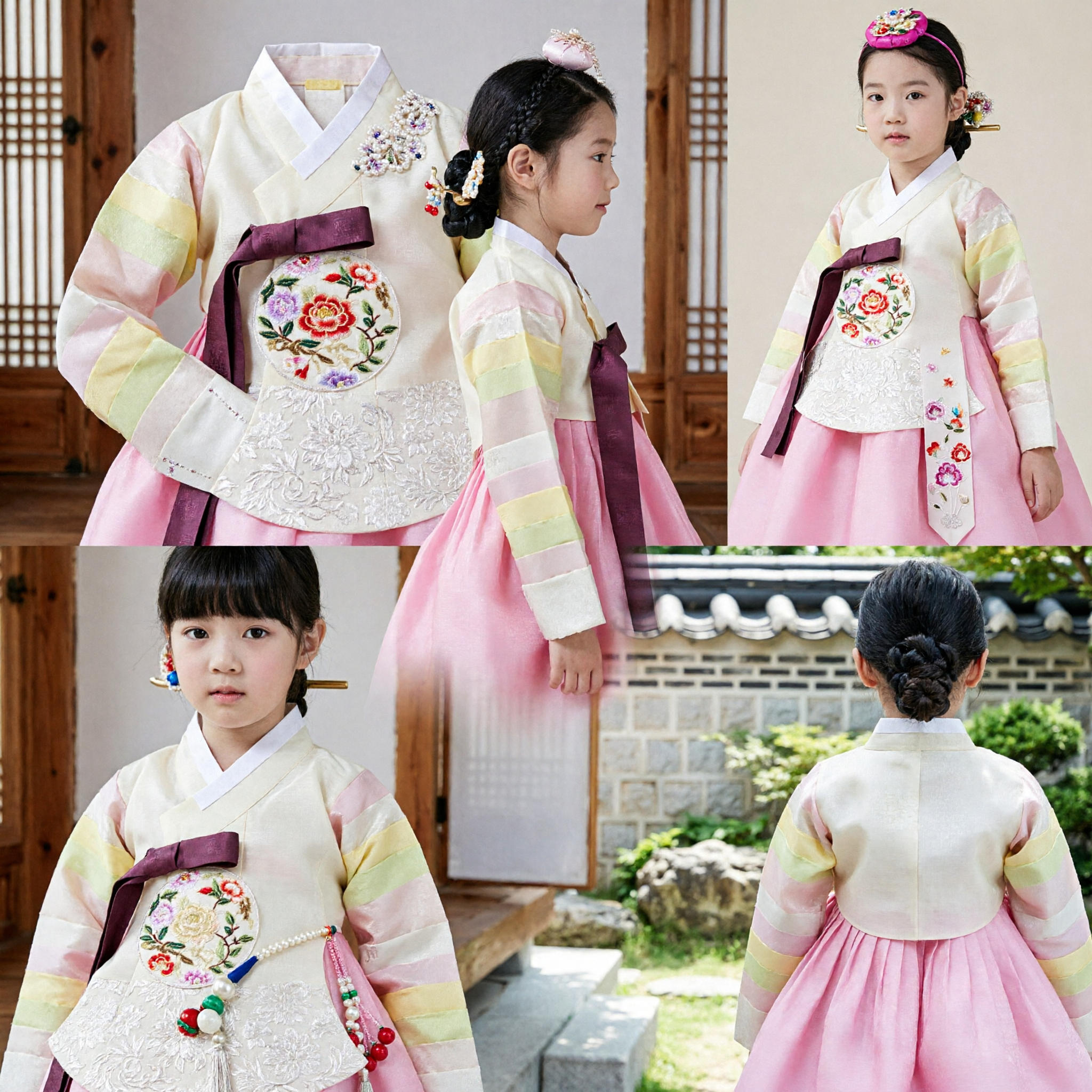 Traditionele Koreaanse Hanbok voor Meisjes - Roze Chima Regenboog Jeogori Kinderen Vakantie Bruiloft Formele Jurk - Asian Costume