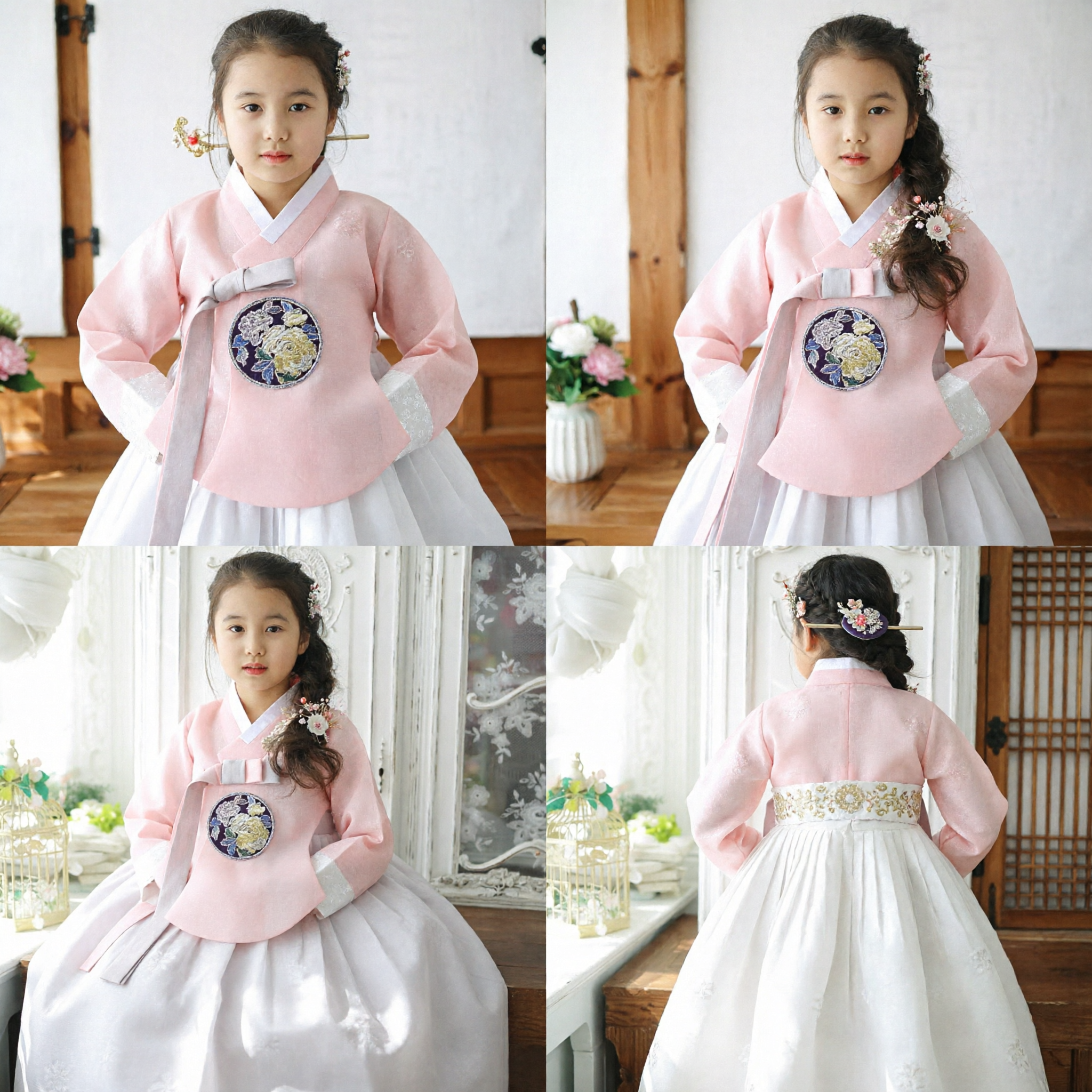 Robe traditionnelle coréenne Hanbok rose et blanche pour filles, costume pour mariage, anniversaire et fête - Asian Costume