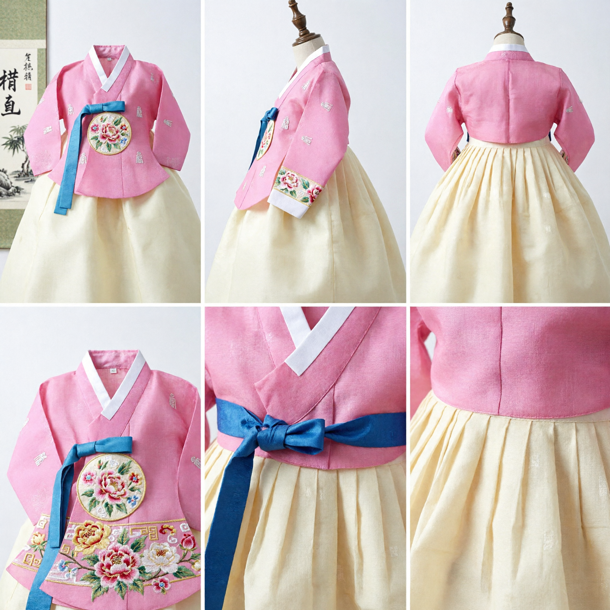 Vestido Tradicional Coreano Hanbok Rosa para Niñas y Bebés, Jeogori Bordado para Cumpleaños, Boda y Fiestas - Asian Costume