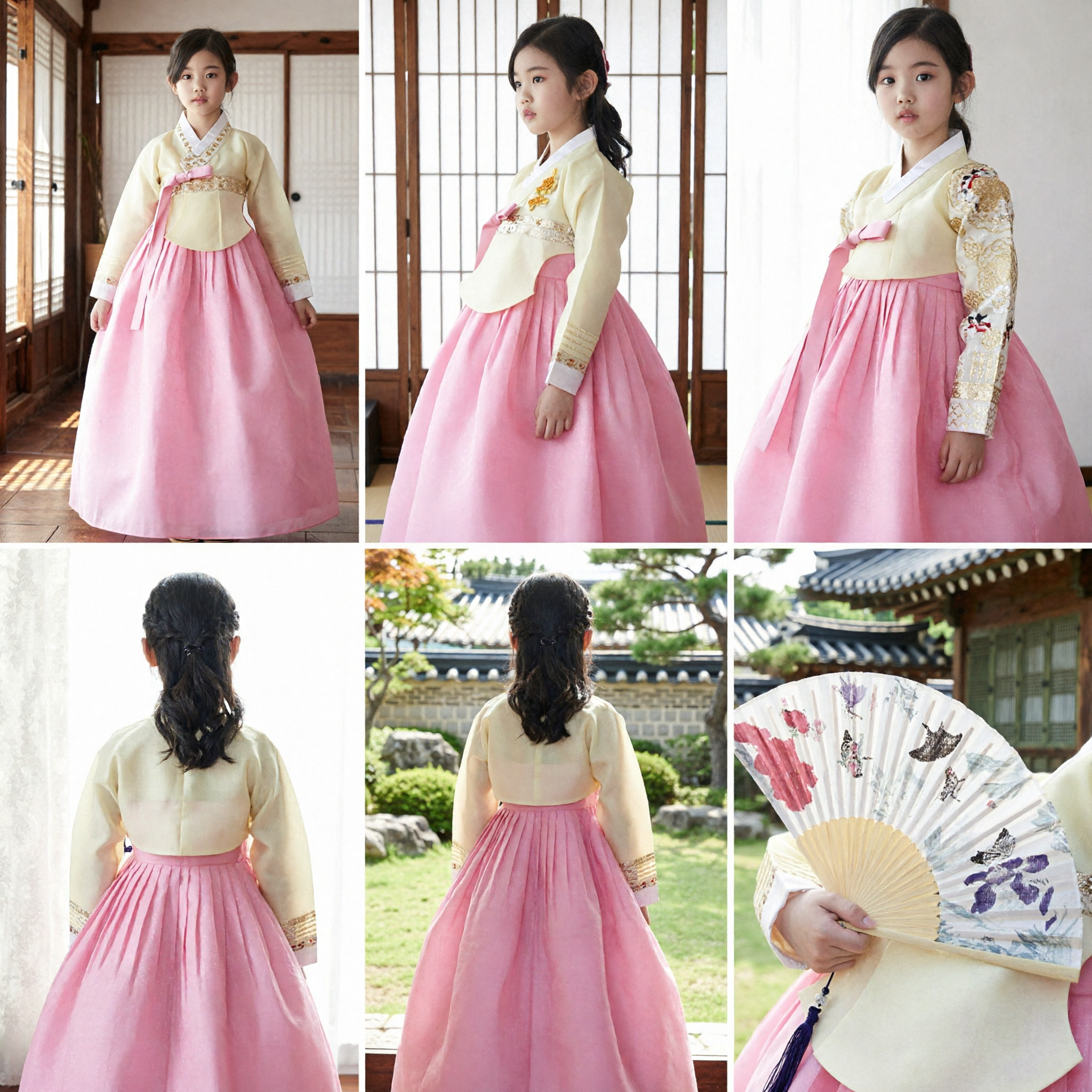 Traditionele Koreaanse Hanbok Jurk voor Meisjes Kinderen Roze Rok Gele Top Formele Bruiloft Vakantie Outfit - Asian Costume