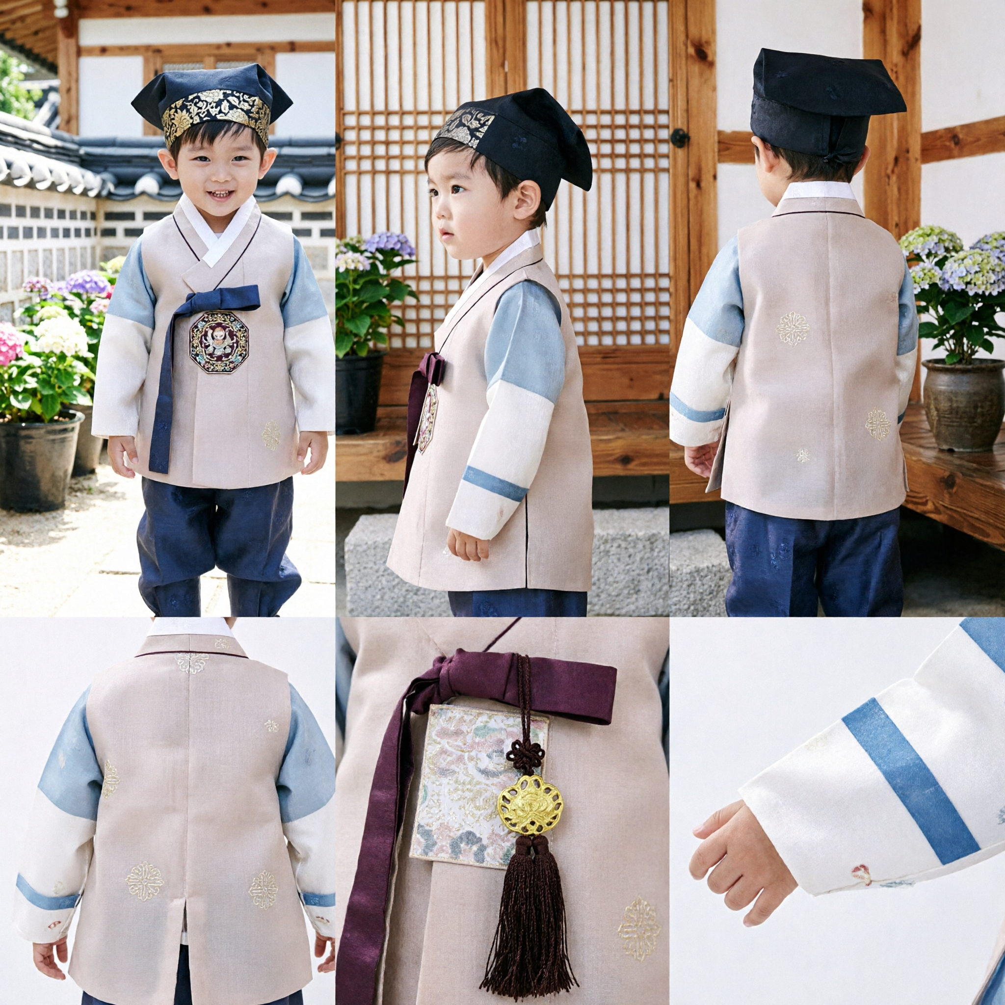 Set costume Hanbok tradizionale coreano per ragazzi primo compleanno cerimonia Dol abbigliamento formale per matrimonio con cappello - Asian Costume