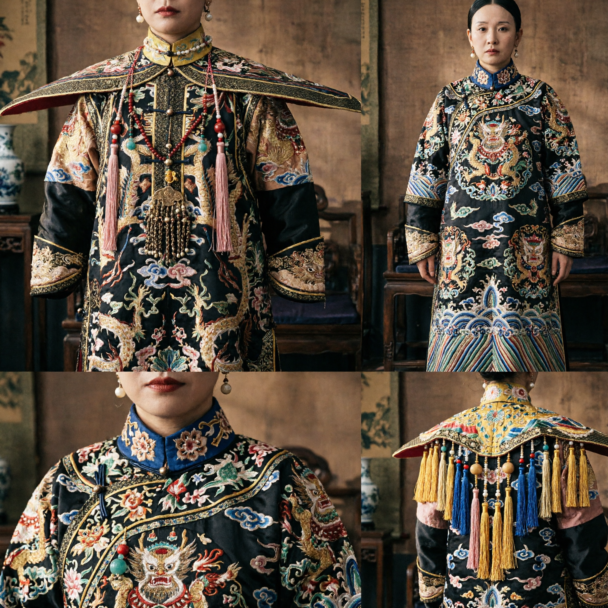 清朝皇后龍袍伝統的中国宮廷衣装 女性用歴史コスプレドレス - Asian Costume