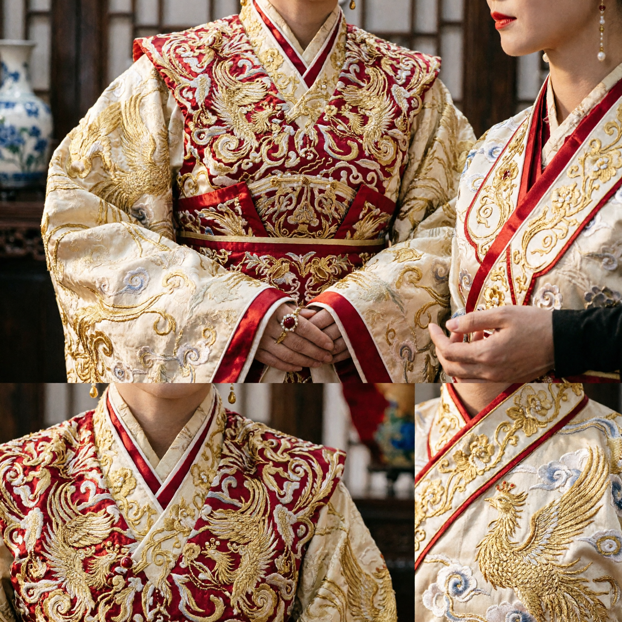 Oude Chinese Keizerin Hanfu Kostuum Goud Borduurwerk Gewaad Traditioneel Historisch Drama Cosplay Outfit voor Vrouwen - Asian Costume