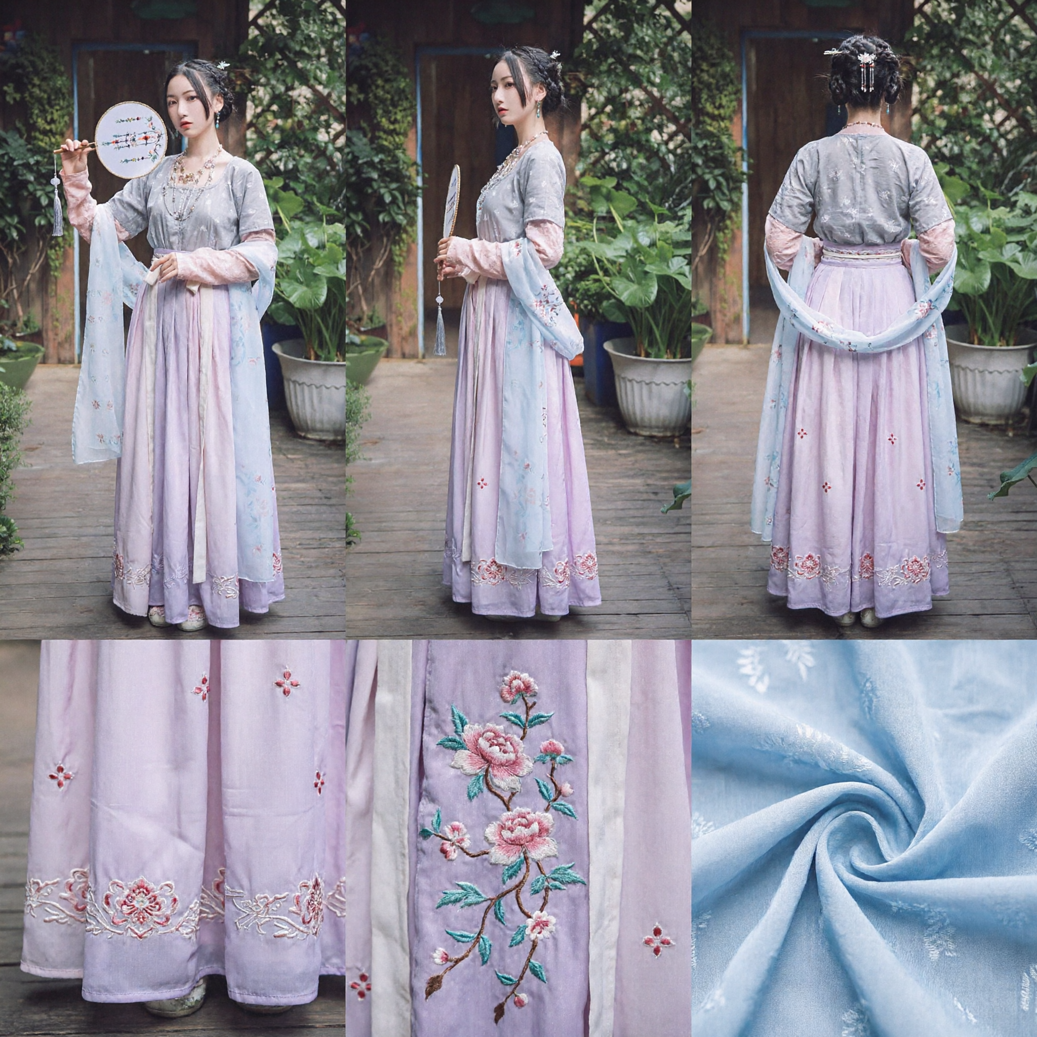 Costume Traditionnel Chinois Élégant Hanfu pour Femmes Style Ancien Robe Longue Brodée et Jupe Longue à Manches Larges pour Festivals - Asian Costume