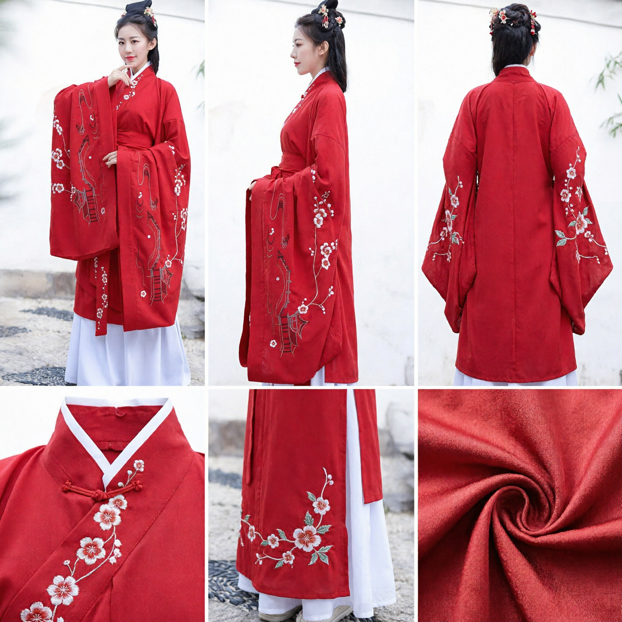 Traditional Chinese Hanfu Red Ming Dynasty Embroidered Ancient Costume Wedding Dress for Women - Asian Costume