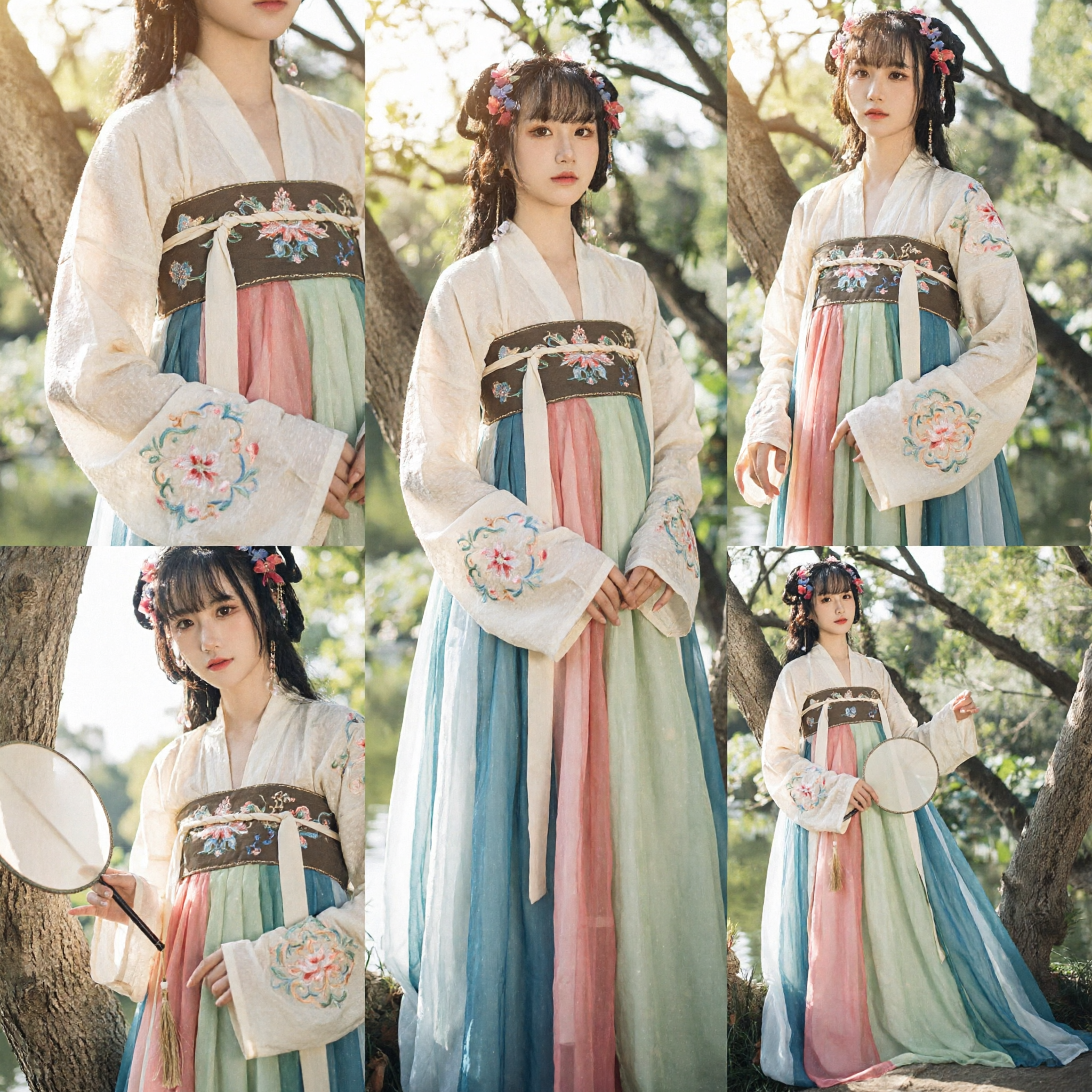 Abito Hanfu Cinese Tradizionale, Costume Antico da Dama di Palazzo della Dinastia Tang per Donne con Gonna Colorata - Asian Costume