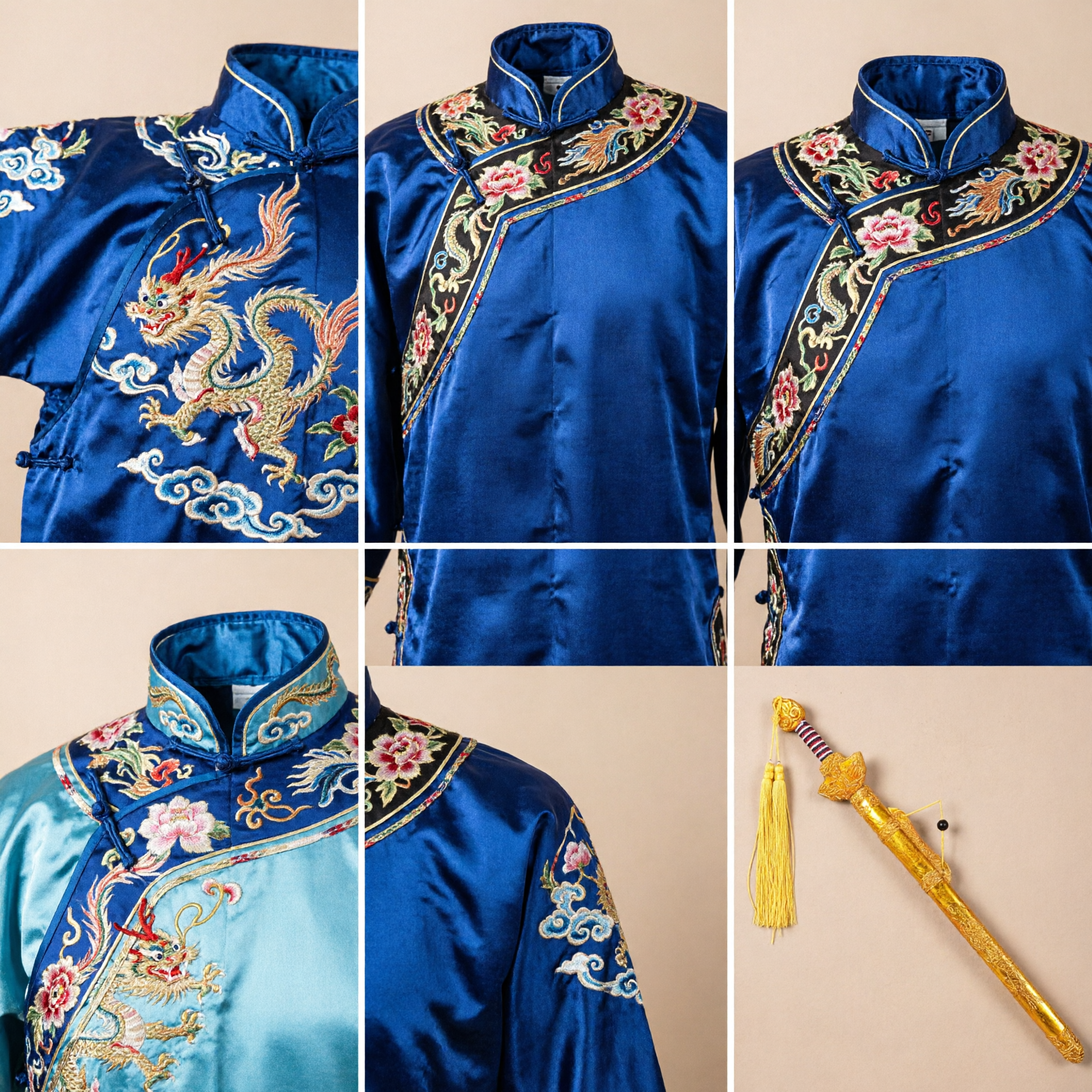 Spada Prop Cinese del Drago Oro Preziosa con Nappe per Costume Hanfu Tradizionale e Spettacoli sul Palco - Asian Costume