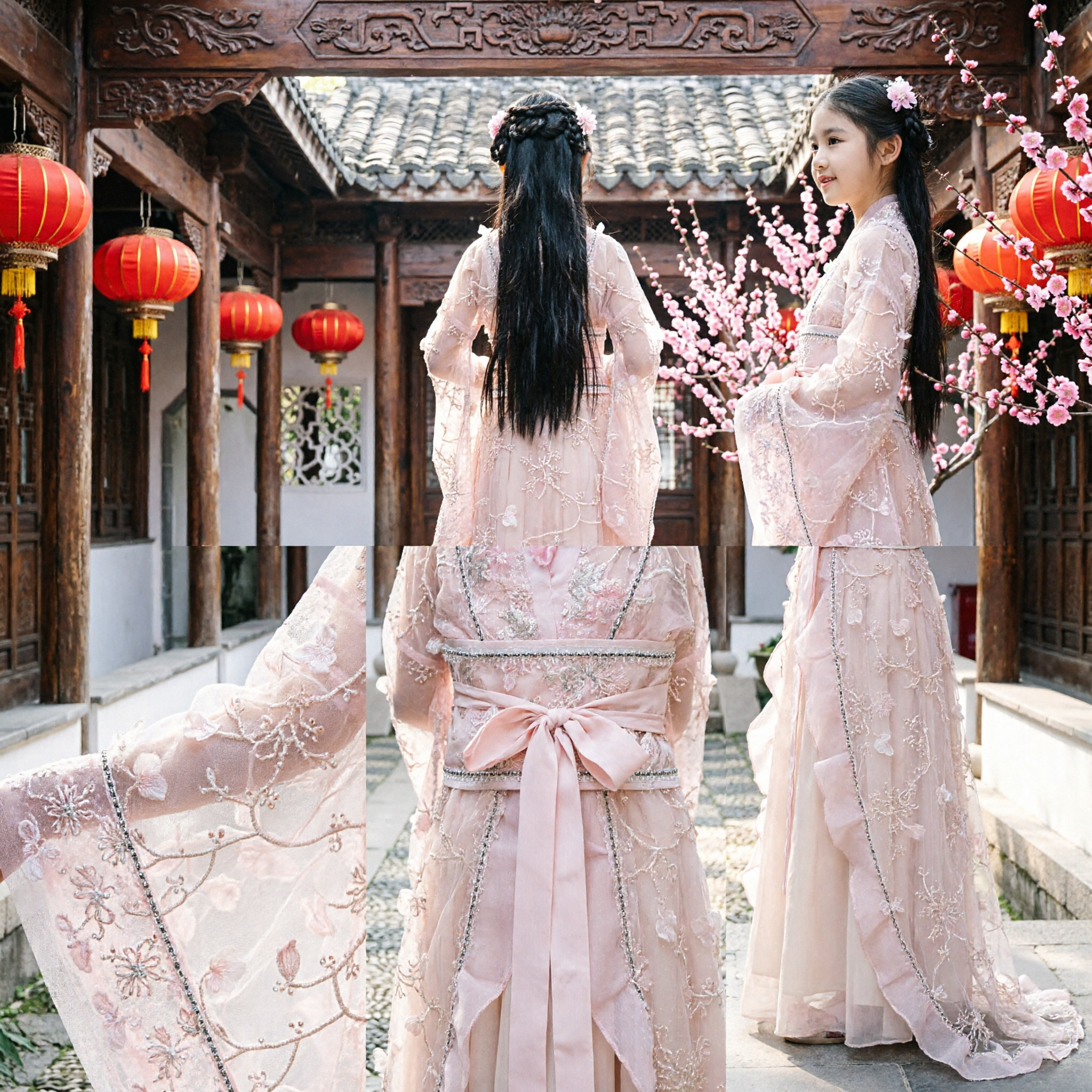 Vestido Hanfu Rosa para Meninas Traje Chinês Antigo Tradicional Conjunto Fada Bordado para Performance Infantil no Palco - Asian Costume