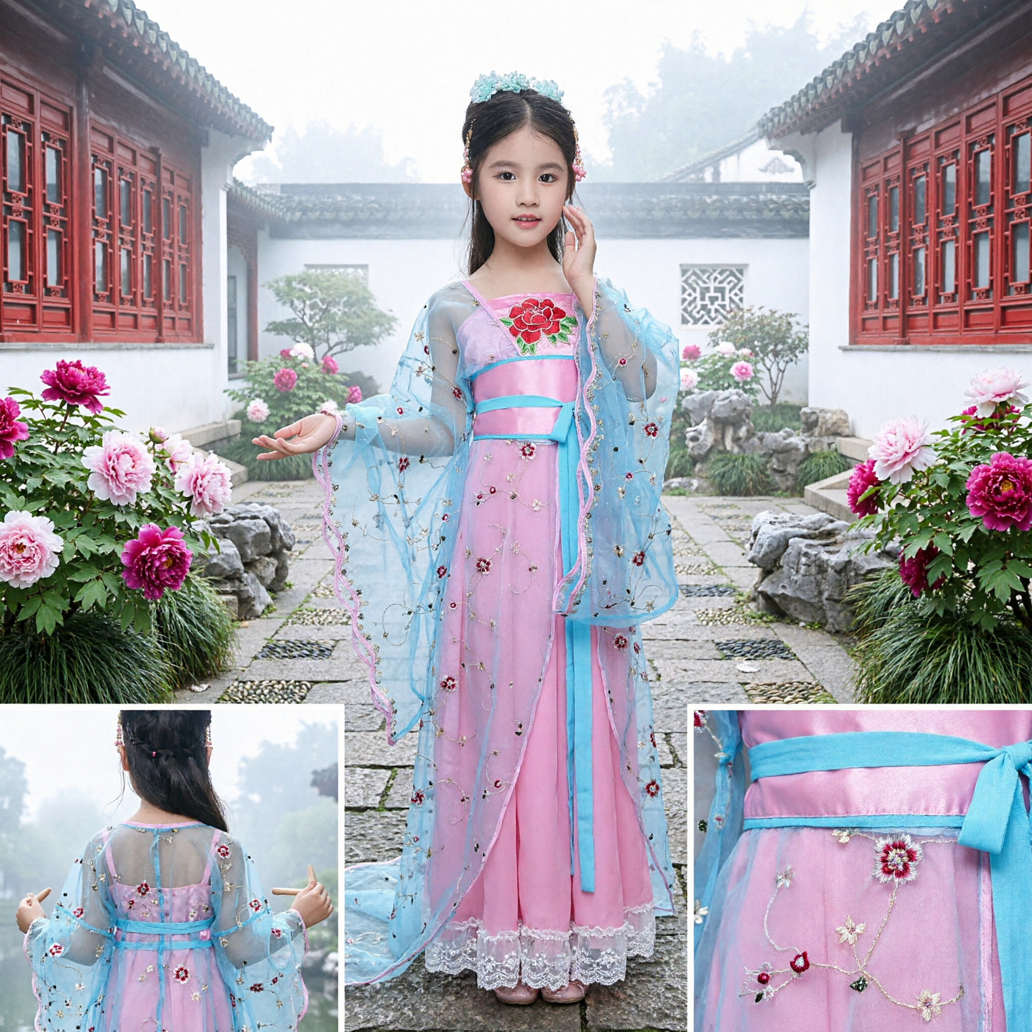 Kinder traditionelles chinesisches Hanfu-Kostüm, antikes Feenprinzessinnenkleid für Bühnen- und Tanzauftritte - Asian Costume