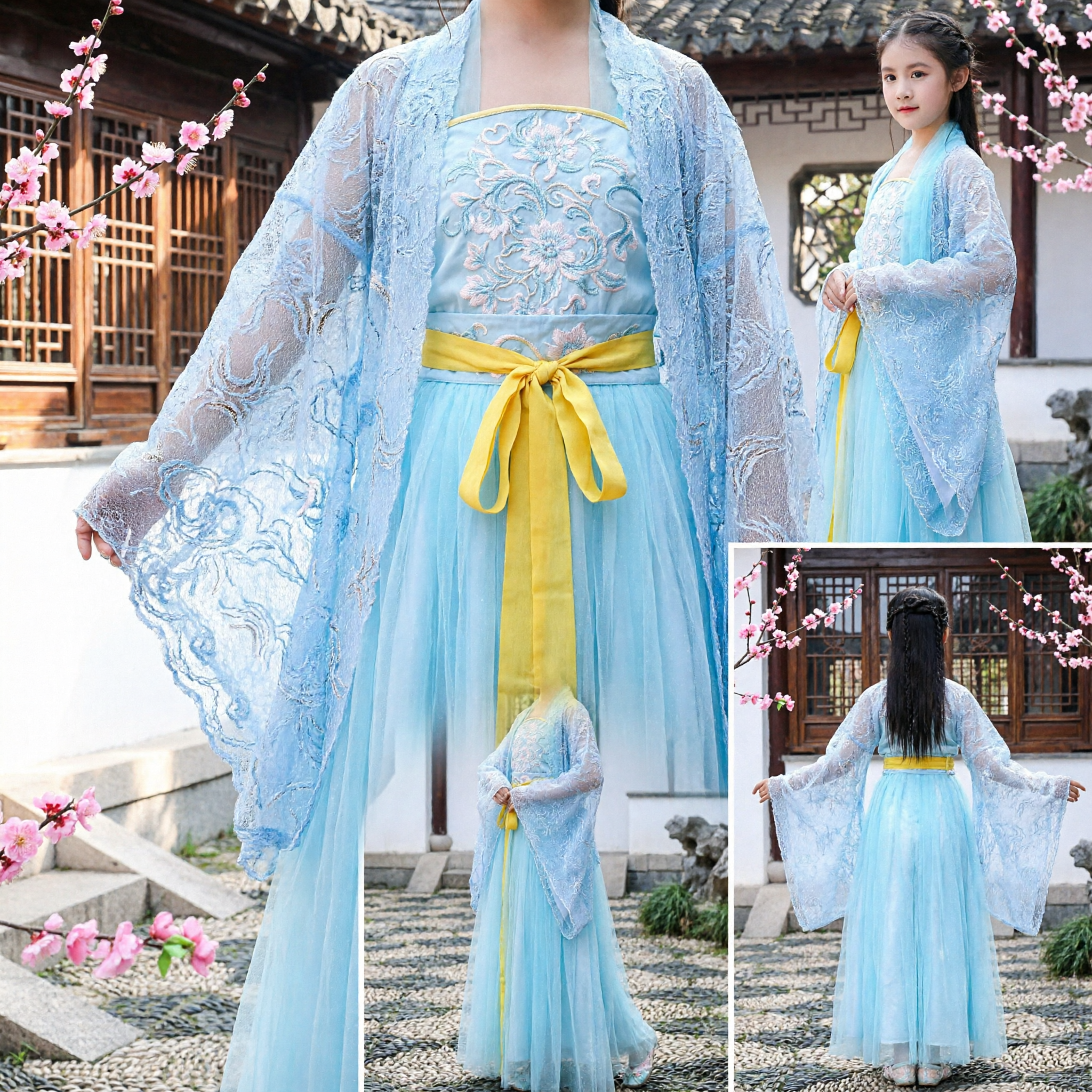 소녀 중국 전통 한푸 드레스 고대 공주 요정 의상 어린이 할로윈 파티용 - Asian Costume