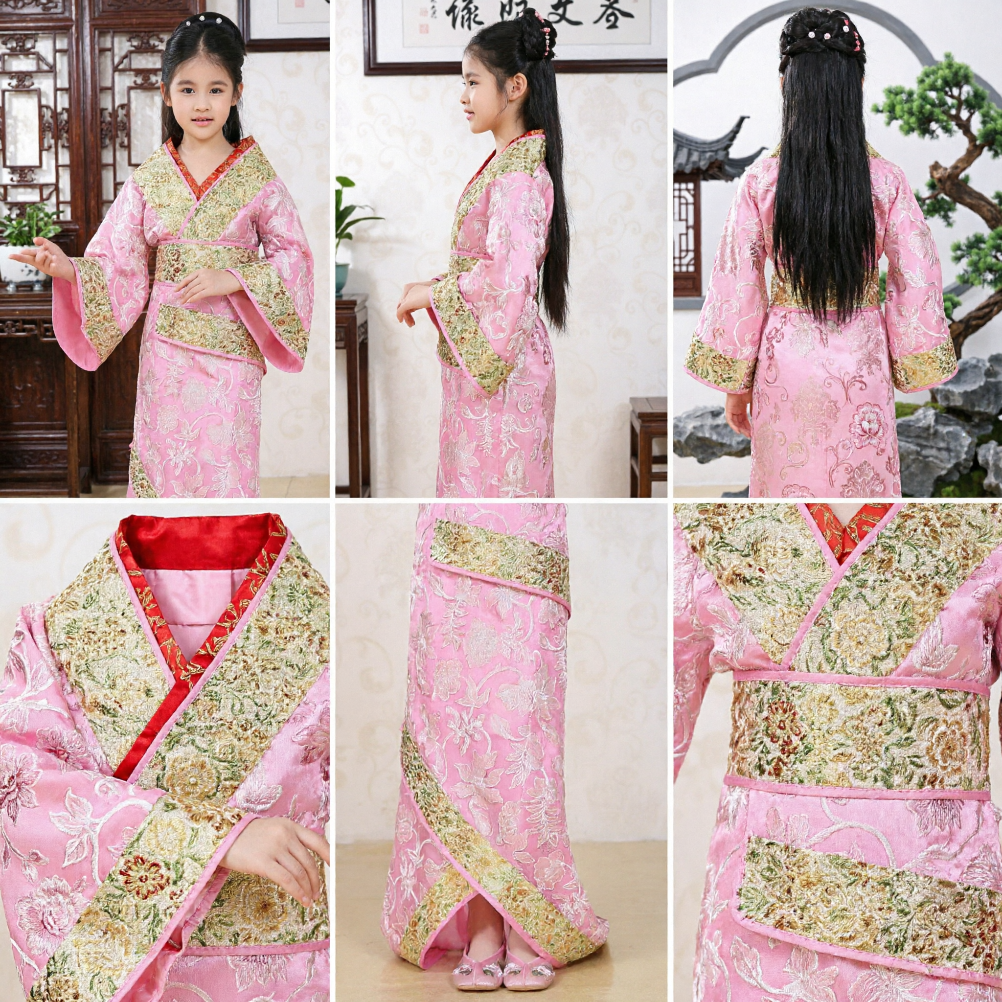 Traje Tradicional Chino Hanfu Rosa para Niñas Vestido Antiguo de Princesa del Palacio para Presentaciones y Fiestas - Asian Costume