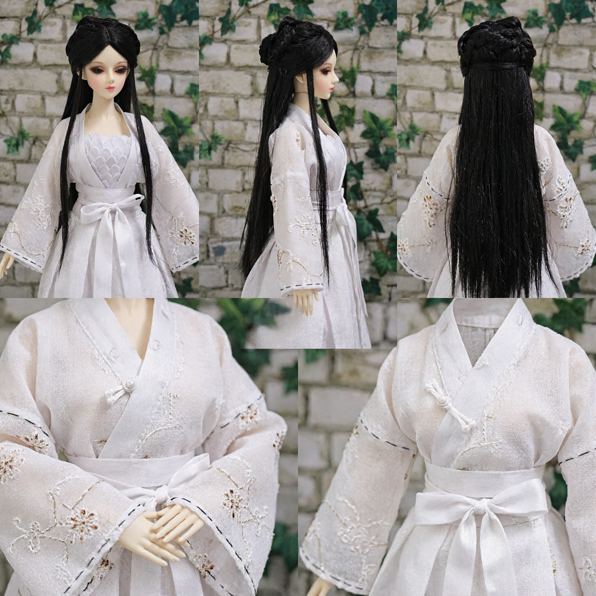 Tradycyjna Chińska Czarna Długa Peruka w Stylu Antycznym dla Lalek BJD, Akcesorium do Kostiumu Hanfu Cosplay - Asian Costume