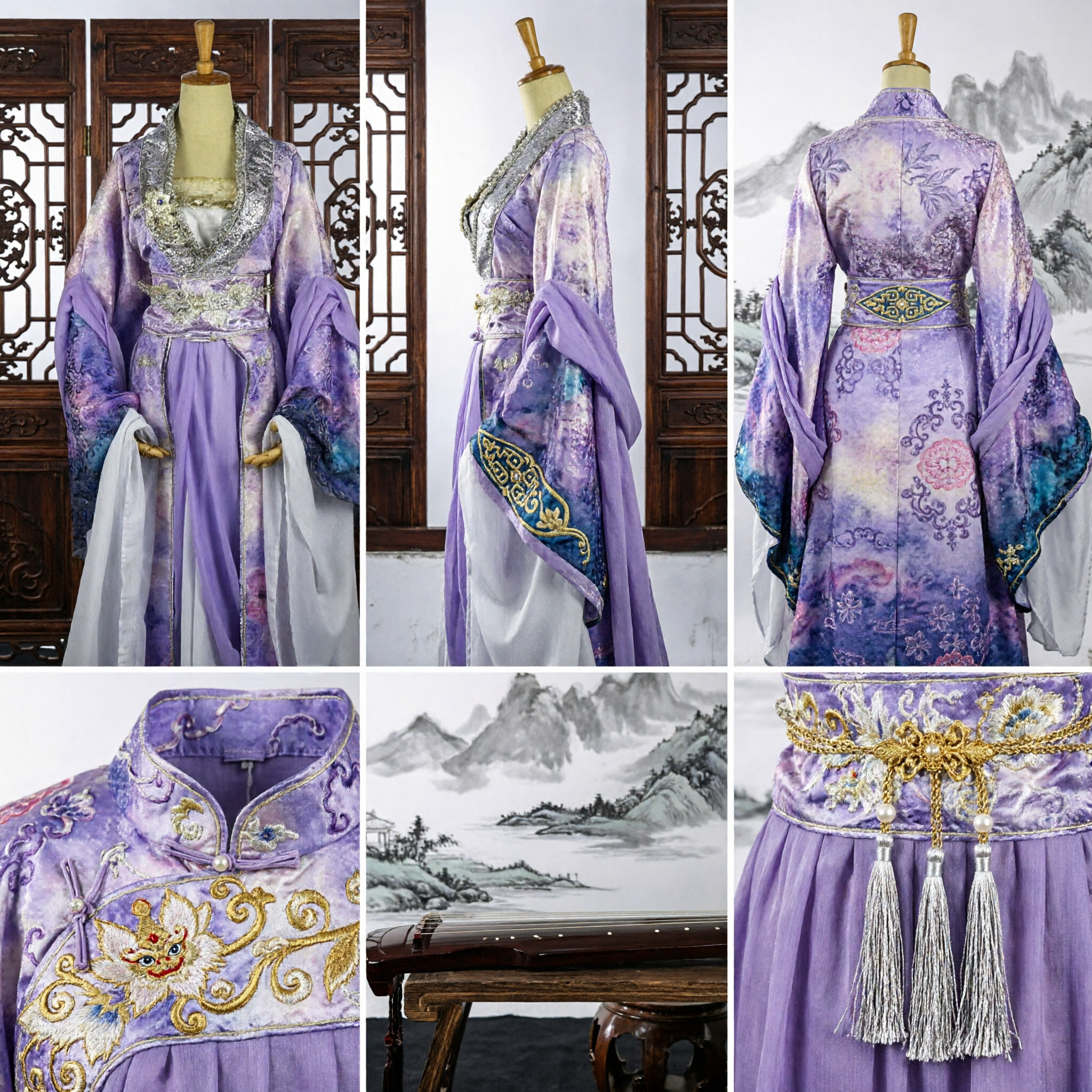Costume Tradizionale Cinese Hanfu Viola da Principessa Antica, Veste Ricamata per Donne per Cosplay e Spettacoli - Asian Costume