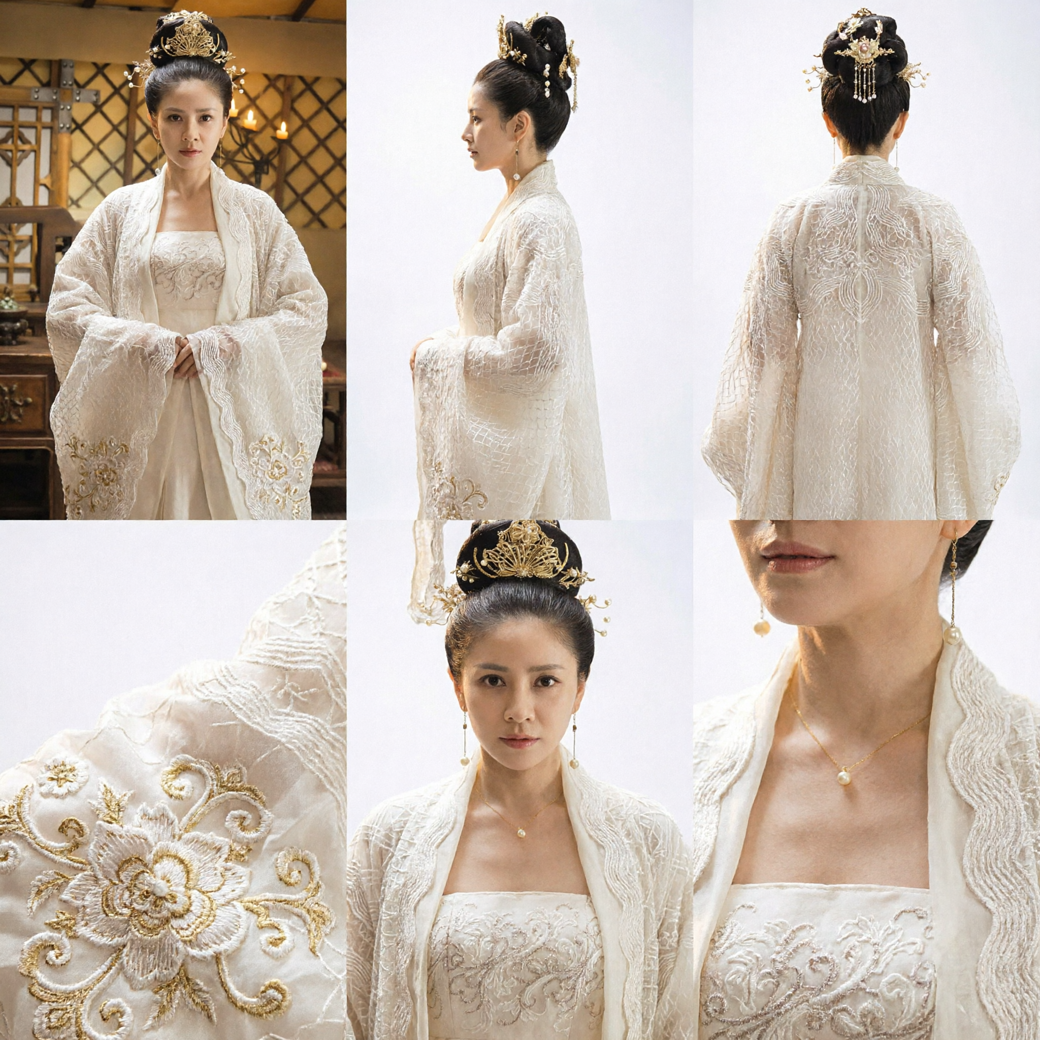 Biały Strój Damy Pałacowej z Dynastii Tang Hanfu, Tradycyjne Chińskie Ubranie dla Kobiet, Historyczny Strój Cosplay - Asian Costume