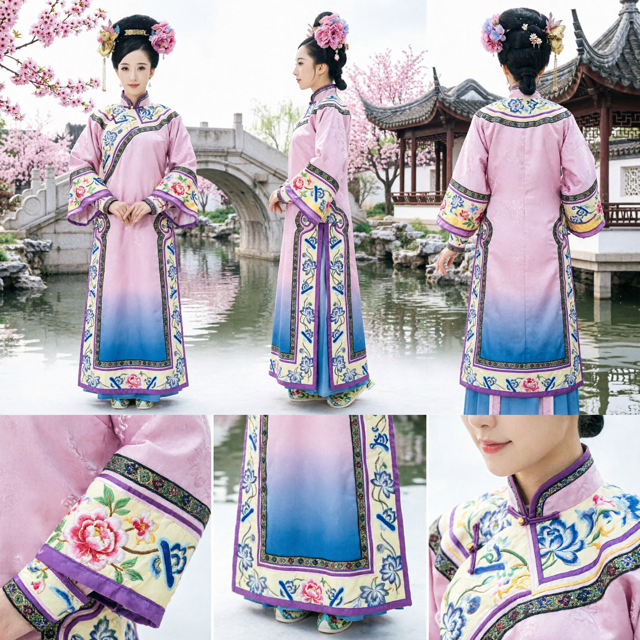 Ancient Chinese Qing Dynasty Princess Costume Pink Palace Lady Dress for Women Historical Cosplay Performance - Asian Costume