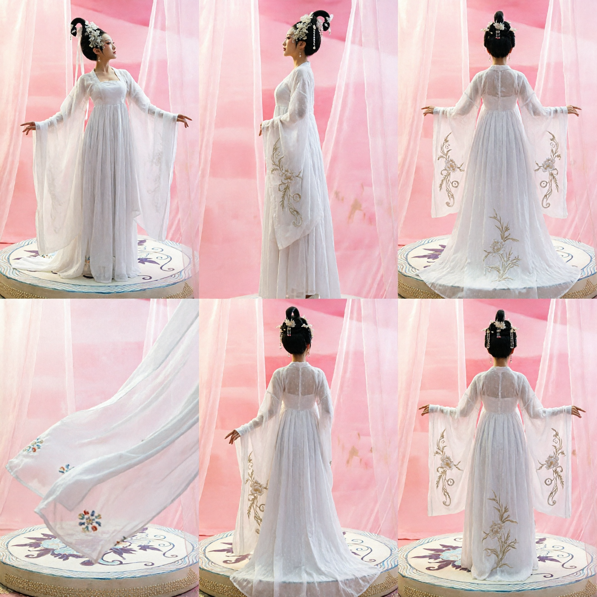 여성용 흰색 한푸 전통 중국 고대 선녀 의상 무대 댄스 공연 및 코스프레 - Asian Costume