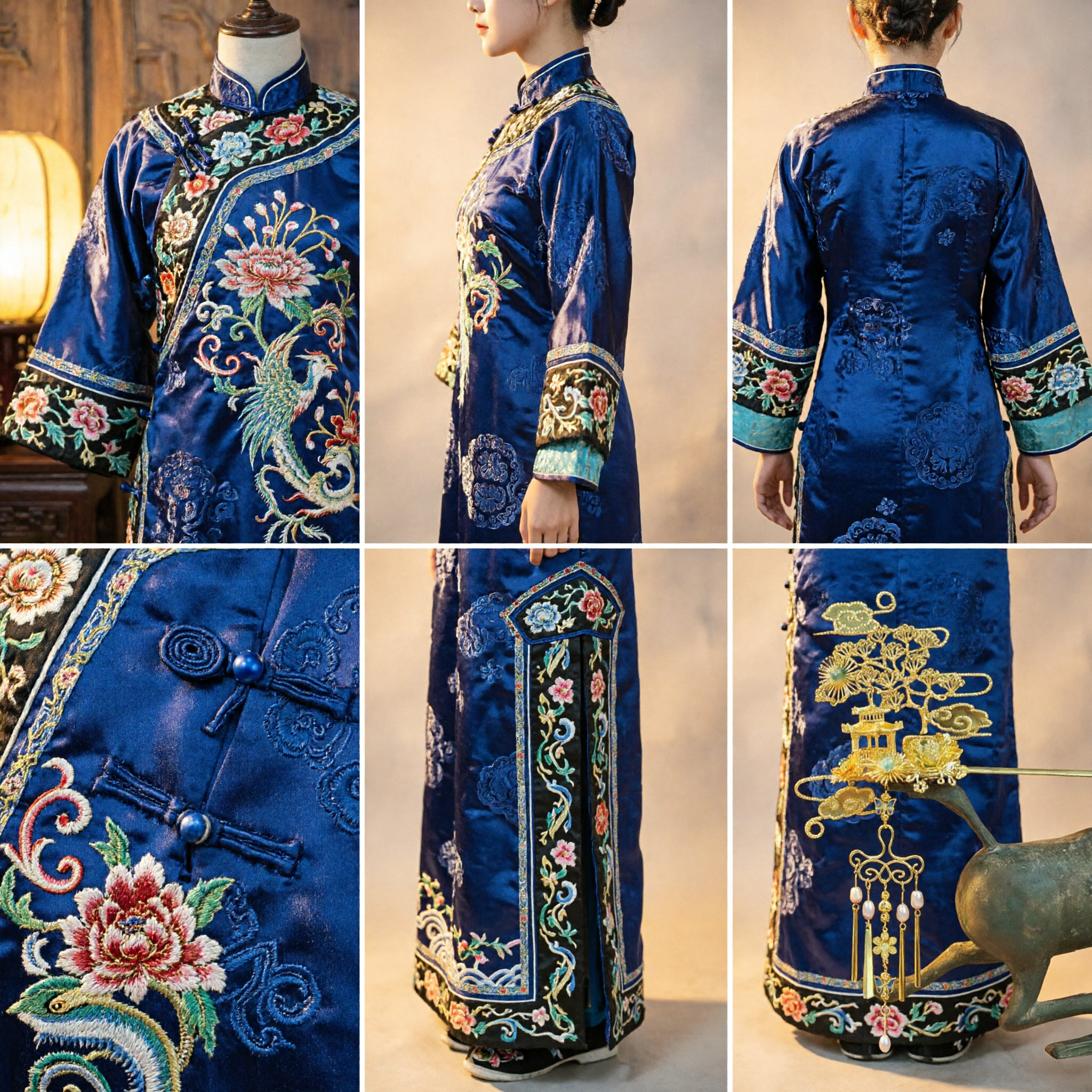 Hairpin Chinês Tradicional Banhado a Ouro com Design de Pavilhão e Nuvens para Acessórios de Noiva Hanfu de Casamento - Asian Costume